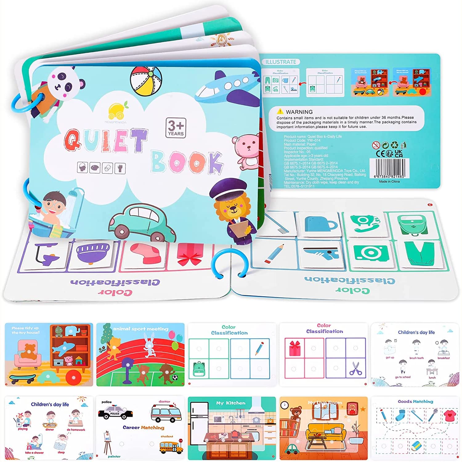 Kidology Montessori Quiet Book for Toddlers | Montessori Busy Book for Kids to Develop Learning Skills | Preschool Educational Travel Toy for Boys and Girls Sensory Book for Kids (Daily Life)