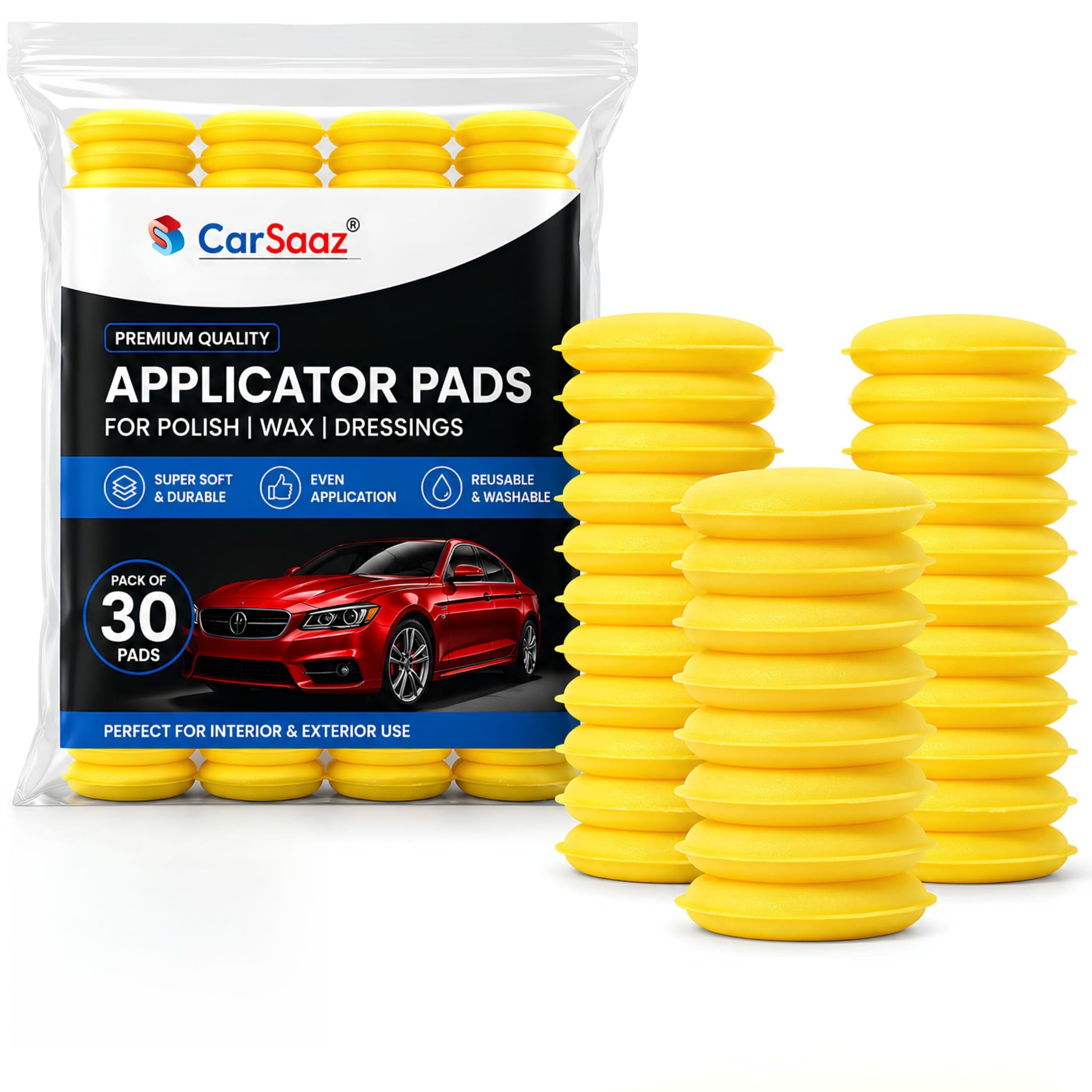 CAR SAAZ Polishing Foam for Vehicles | Car Polish Applicator Sponge | Durable & Washable, Ultra-Soft Applicator (Pack of 30 Pcs)-image-44