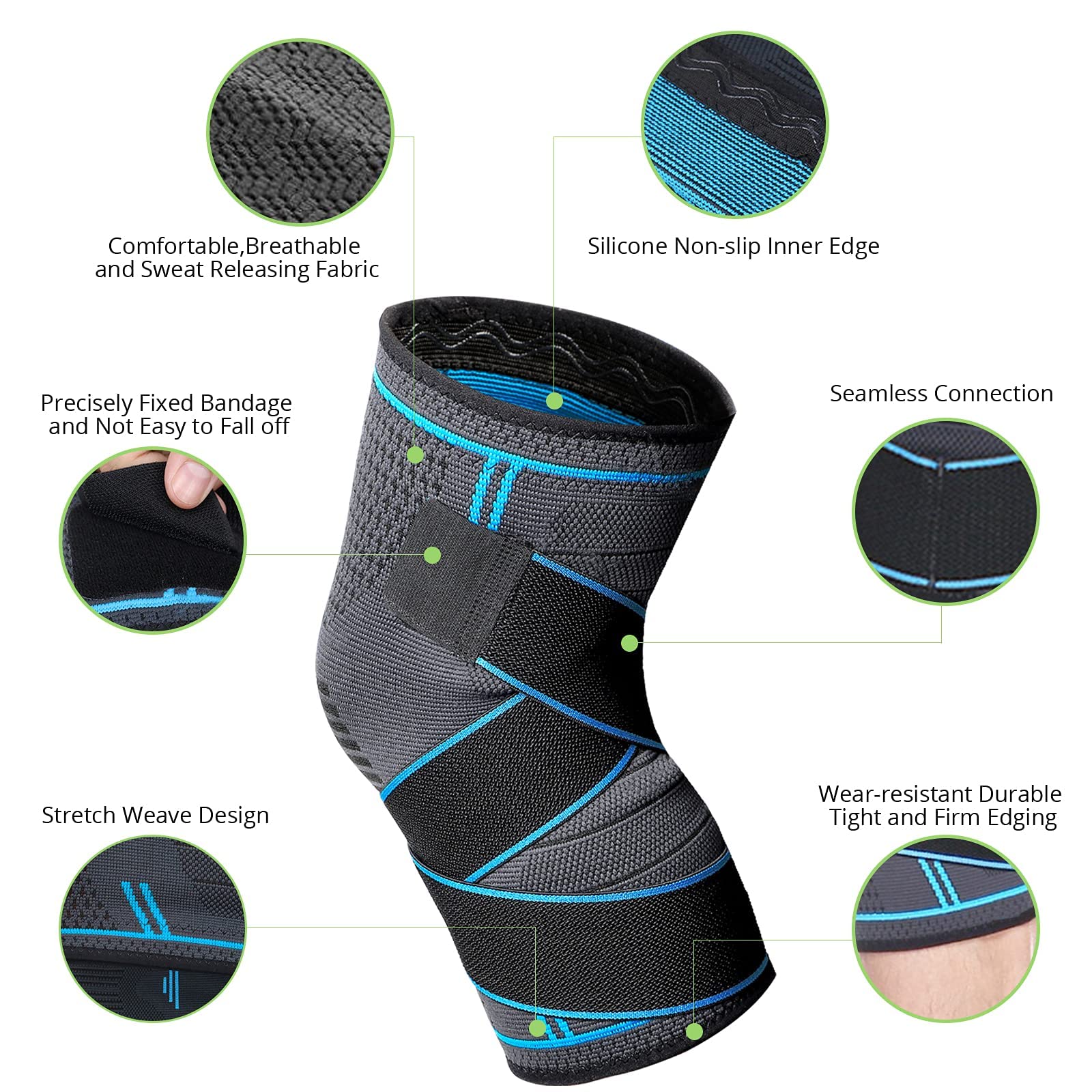 Rodilleras Menisco Y Ligamento, 2 Pack Rodilleras Crossfit para Hombres y Mujeres,Gym, Powerlifting, Baloncesto, Ciclismo, Tenis, Senderismo