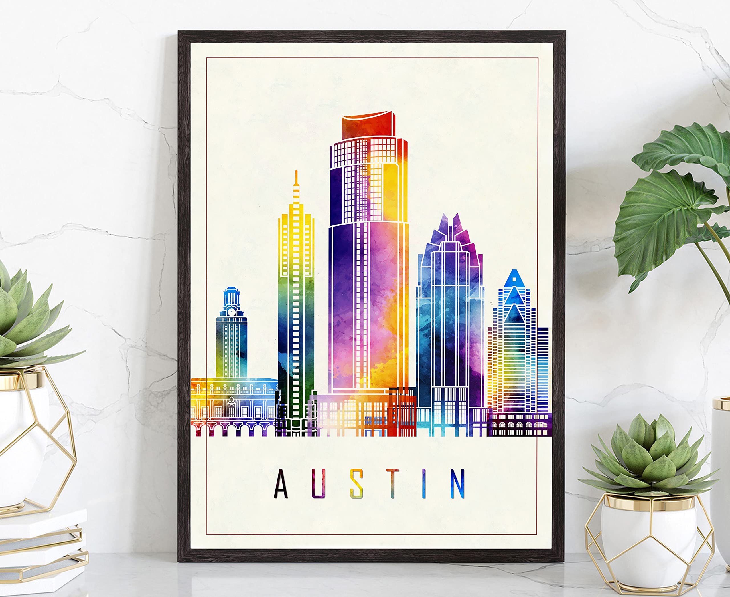 Watercolor Austin Poster