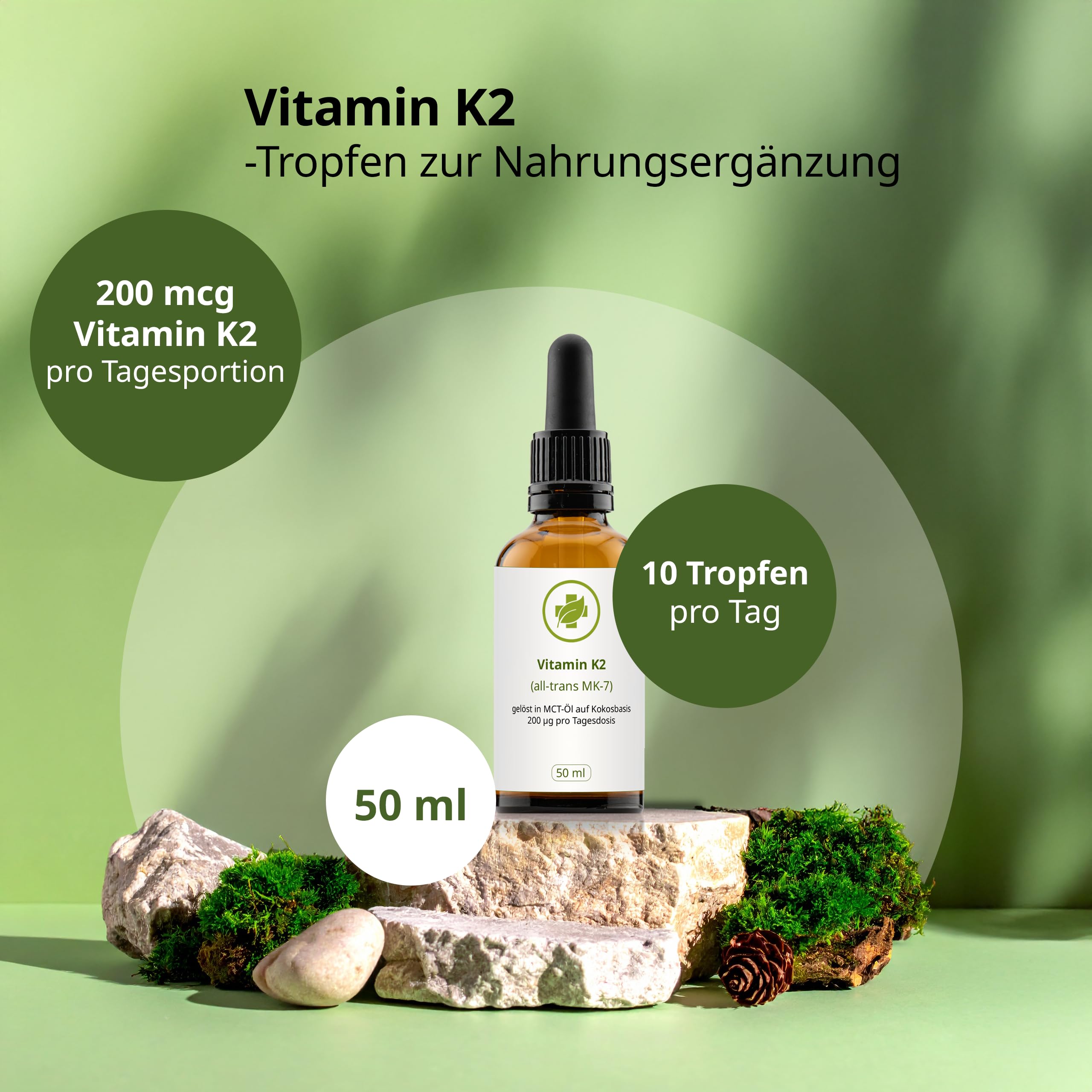 Vitamin K2 Tropfen 50 ml (all-trans MK-7) - produktionsfrische Ware - 100% vegan - glutenfrei/laktosefrei - OHNE Hilfs- u. Zusatzstoffe