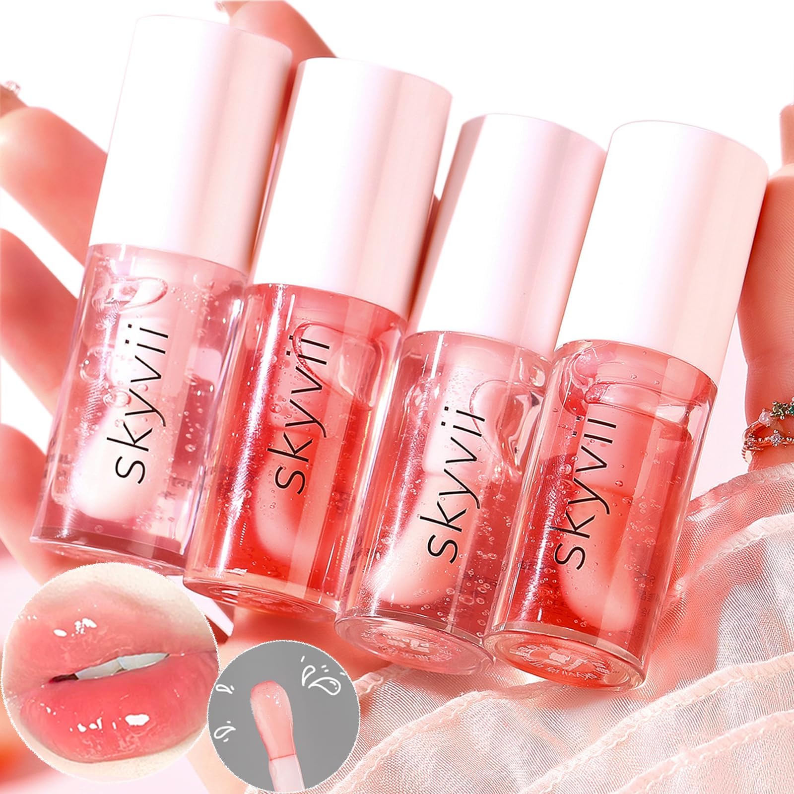 NALACAL4PCS Moisturizing Plumping Lip Glow Oil Set, Fruit-Flavored Lip Balm, Moisture Shine Lip Gloss Nourish Lip Care for Women