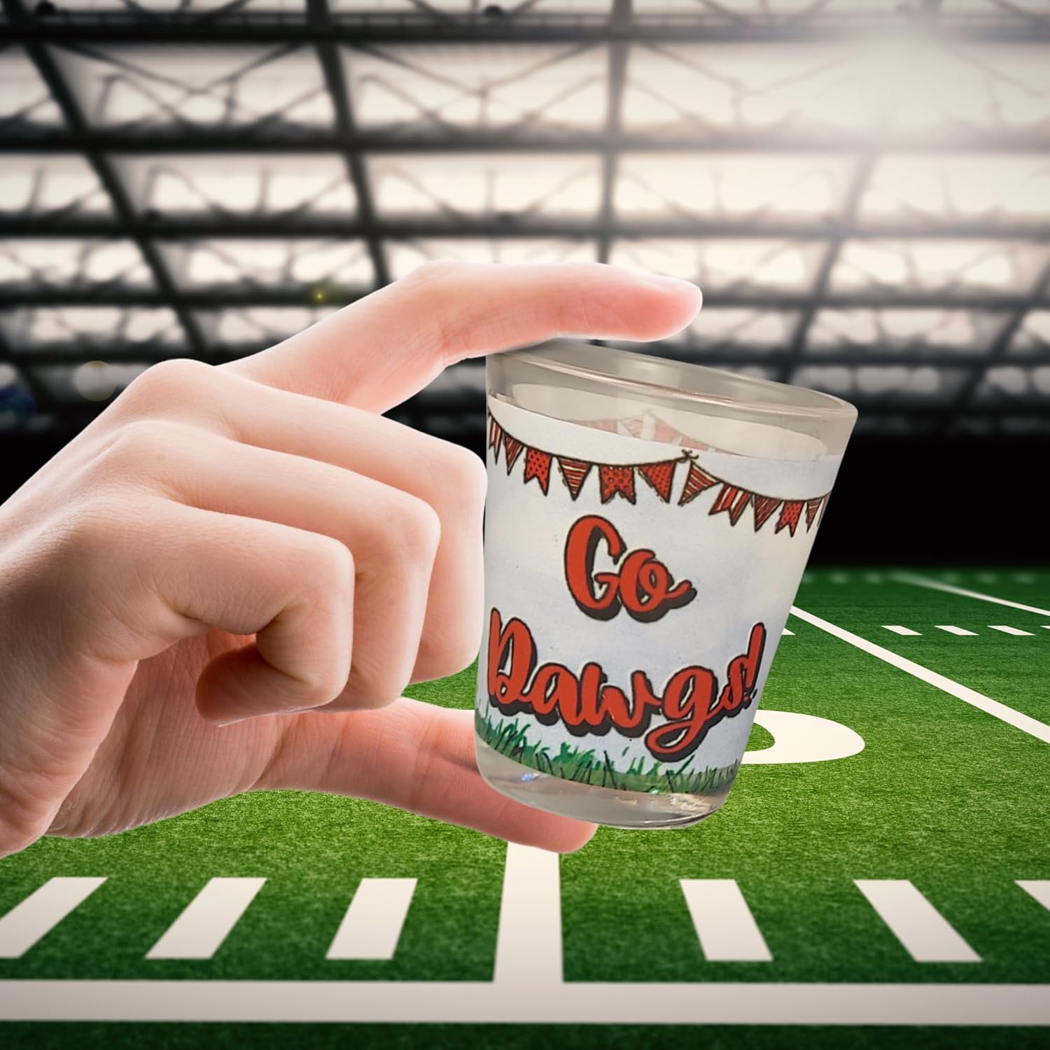 Game Day Outfitters Georgia Bulldogs Set of 4 Shot Glasses Unique Pick-Up Truck Team Cheer 360° Artwork | Round 1.5 oz Clear Glass | For Alumni, Student, Fraternity, and Resident Fans Gift Idea