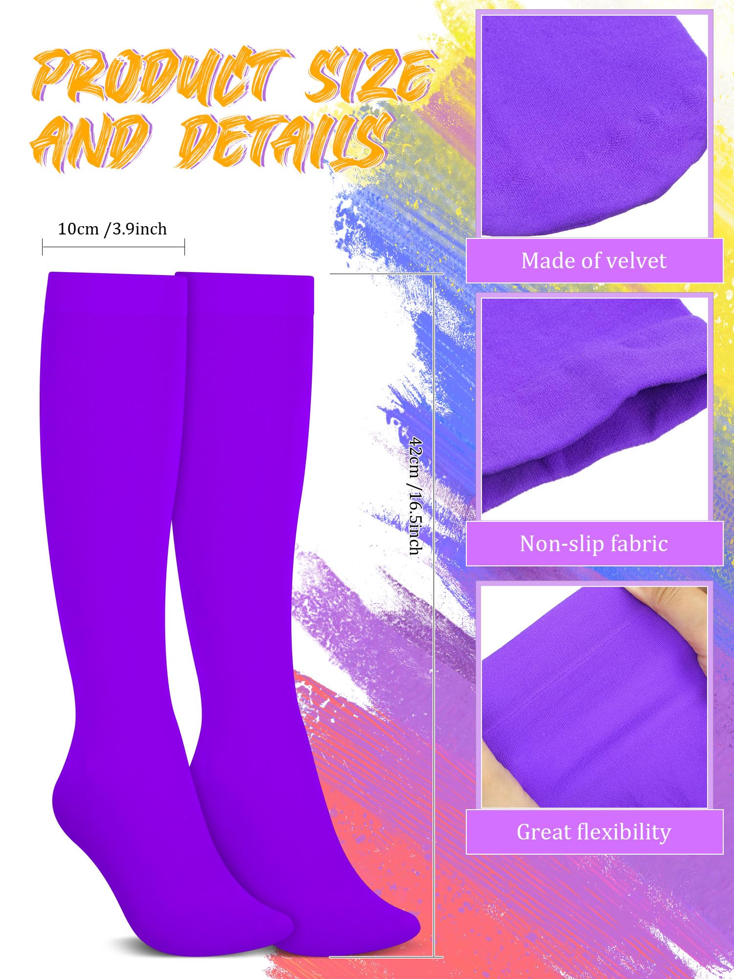 Liitrsh 30 Paar Eiskunstlauf-Socken, hohe Strumpfhosen für einfarbige Rollschuh-Socken, Tanzsocken, leicht, blickdicht, Fußsocken für Damen und Mädchen, 15 Farben, helle Farbe, 16.54 inches