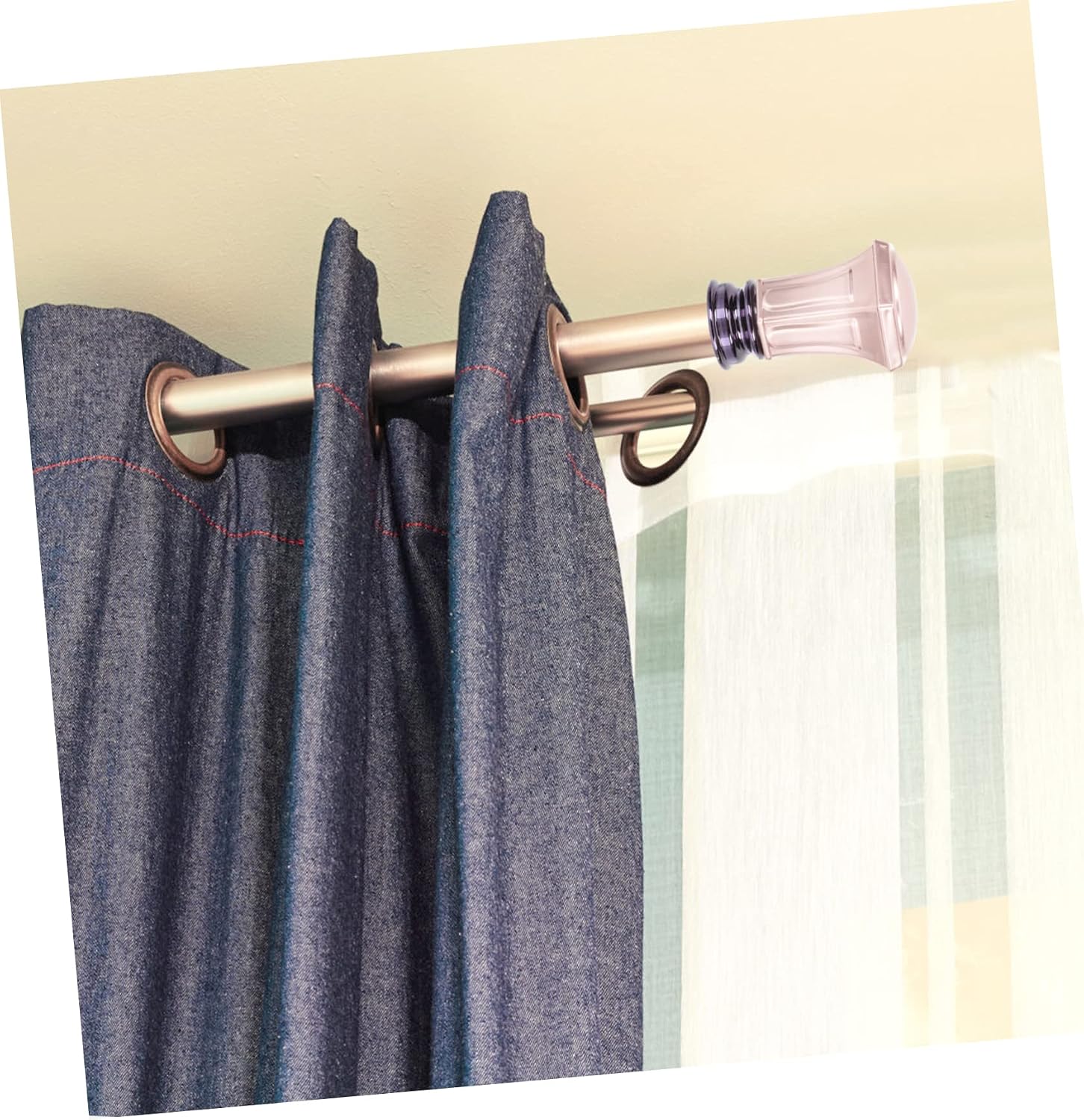 6pcs Brushed Gold Curtain Rod Ends Finials for Home Decor Easy Install End Caps for Drapery Rods