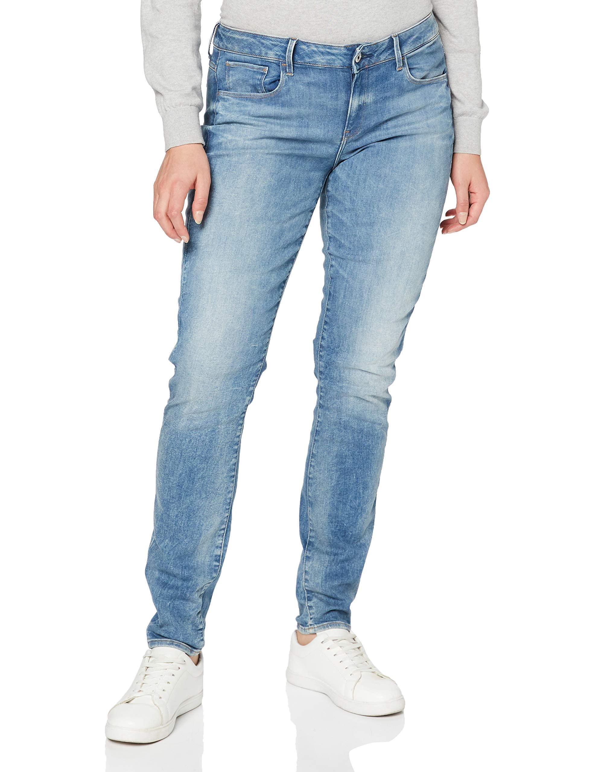 G-STAR RAW Damen 3301 Mid Waist Skinny Jeans, Blau (beach medium aged D05700-9587-9344), 26W / 32L