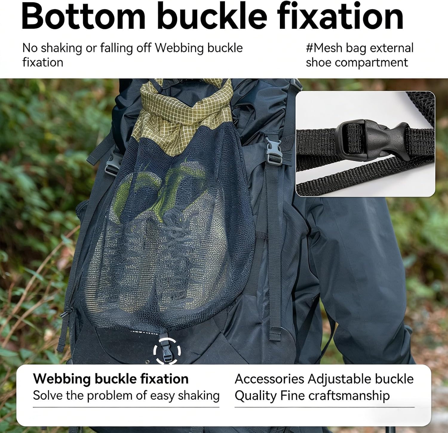 Shoe Storage Bag Portable with Adjustable Roll Top and Breathable Meshes for Hiking Gym Camping Shoe Holder