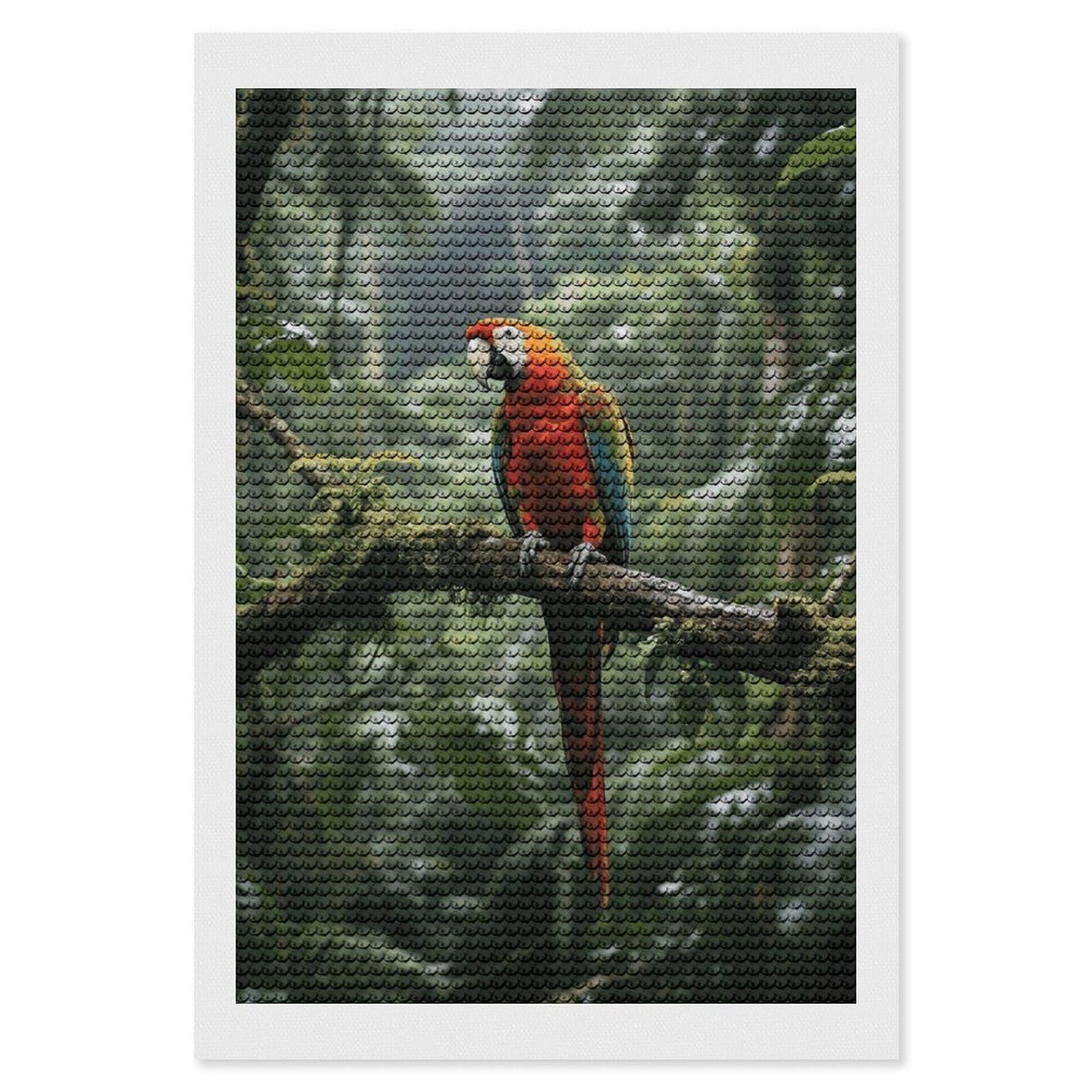 FodPand Parrot_Rainforest 5D Diamond Painting Kits for Adults Beginners Full Drill Round Diamond Dots Pictures Gem Art Supplies for Home Wall Room Decoration DIY Craft Set Gift 8x12