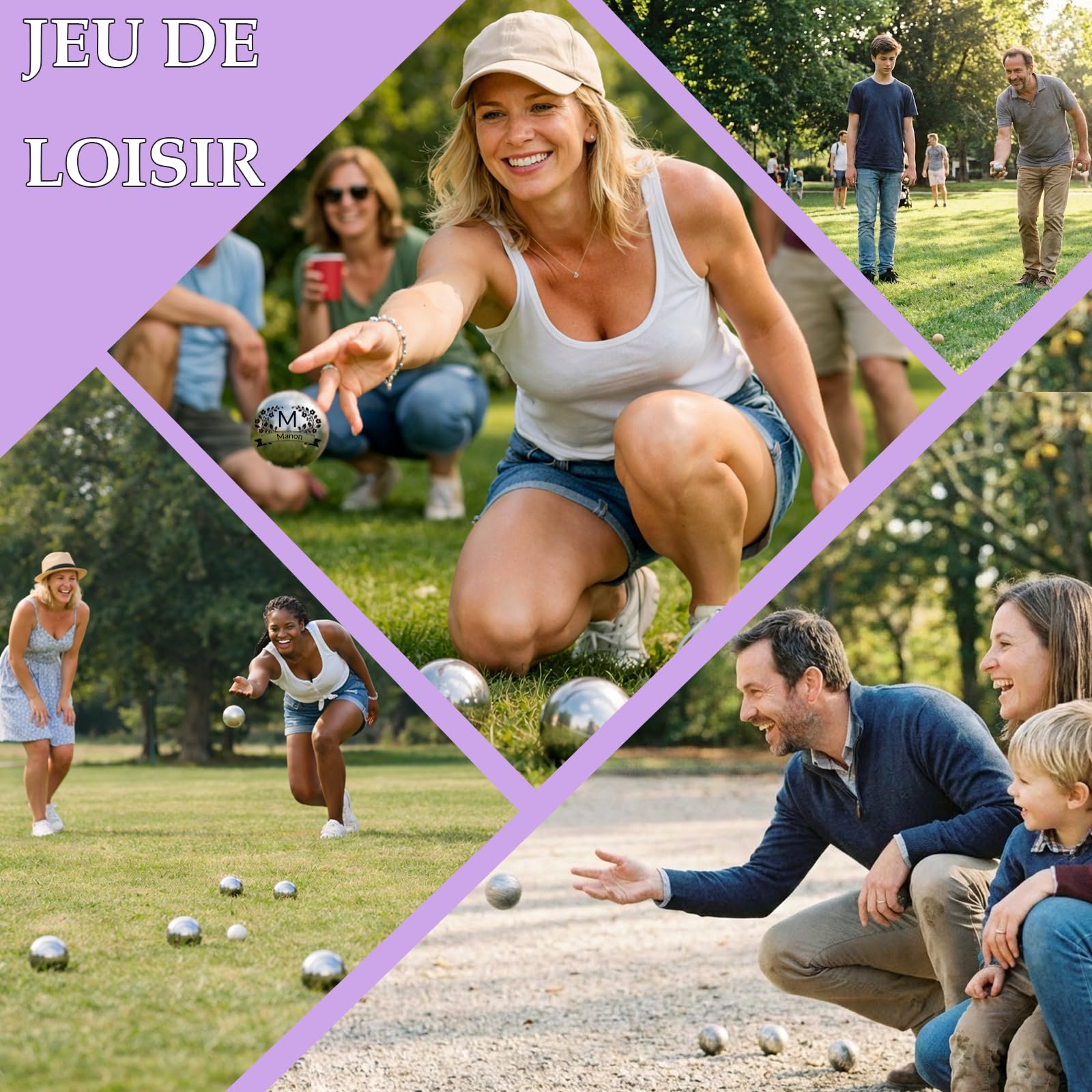 Boule de Pétanque Personnalisée 720g - Triplette avec Accessoires (Cochonnet, Sacoche, Mesureur) - Idée Cadeau pour Fête des Pères et Mères, Retraite, Anniversaire (Modèle Couronne de Fleurs)