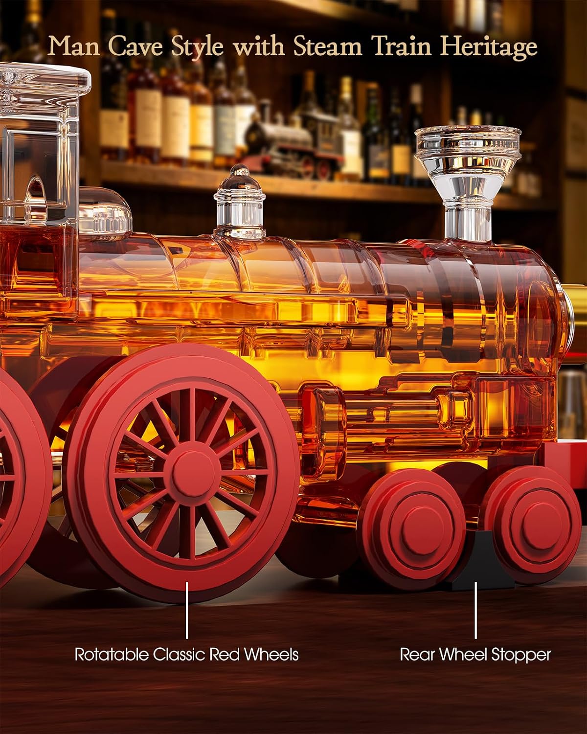 Kollea Steam Train Whiskey Decanter Gift Set with 2 Glasses