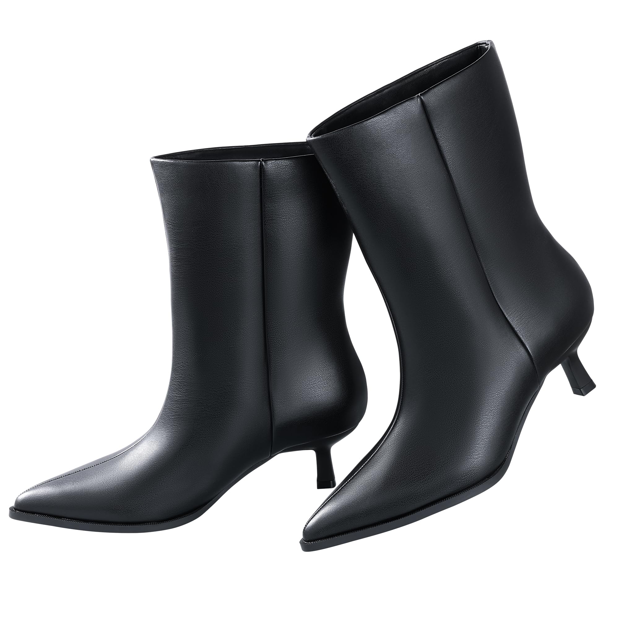 Kitten Heel Ankle Boots for Women - Black Brown Kitten Heels Wide Calf Ankle Booties Womens Winter Fall