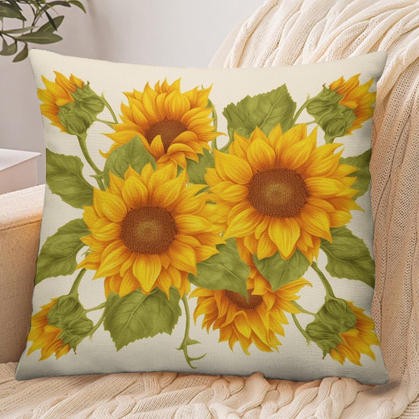 Fekiloot Style Fresh Sunflower Pillowcase Pillow Sham Pillow Case
