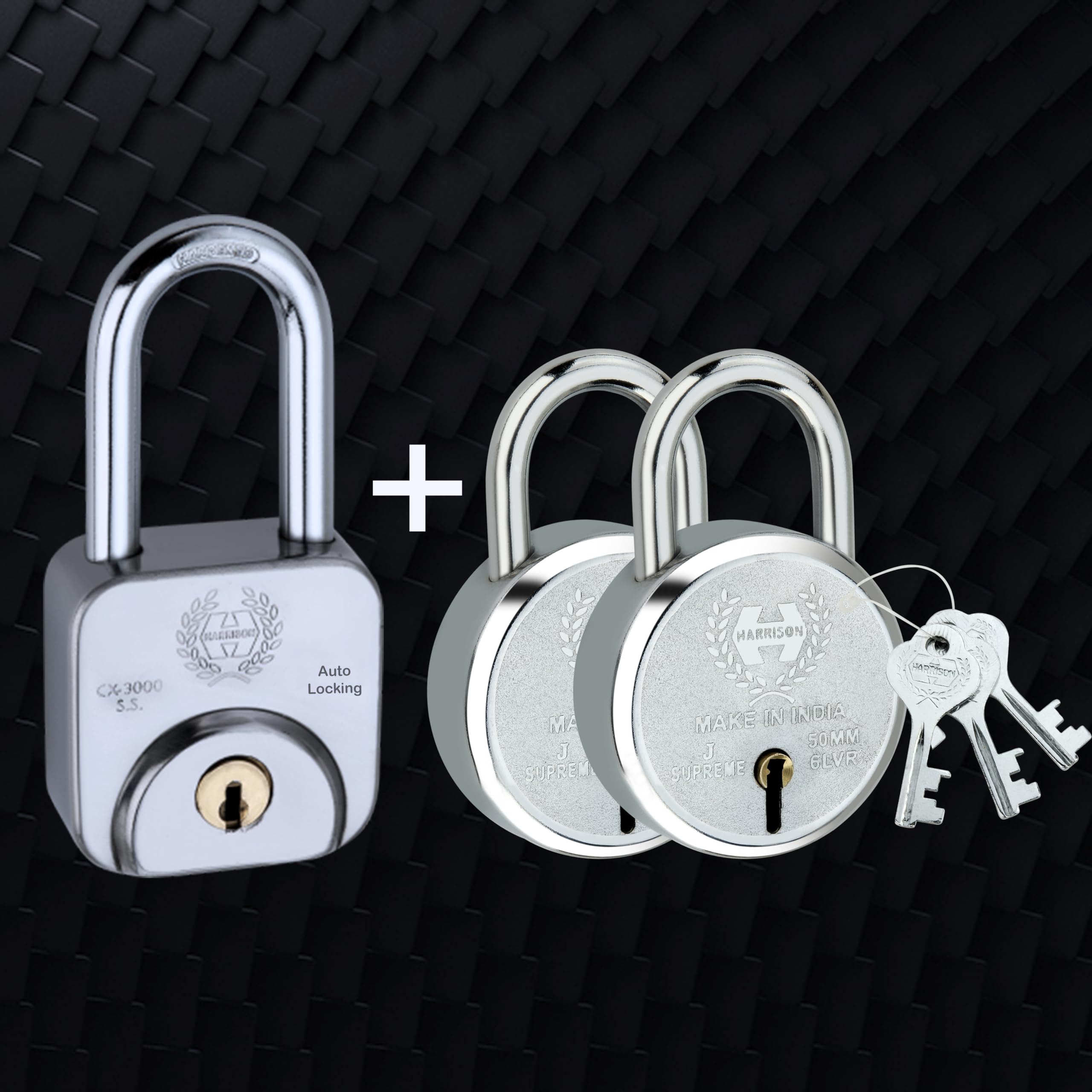 Harrison C I-LS-0323 Cast Iron Body and Mild Steel Long Shackle 3 pin with 3 Key Padlock for Traveling Box, Door, Shutter, Gates, Iron Grills, (Grey, Painted Finish) — Amazon image 13