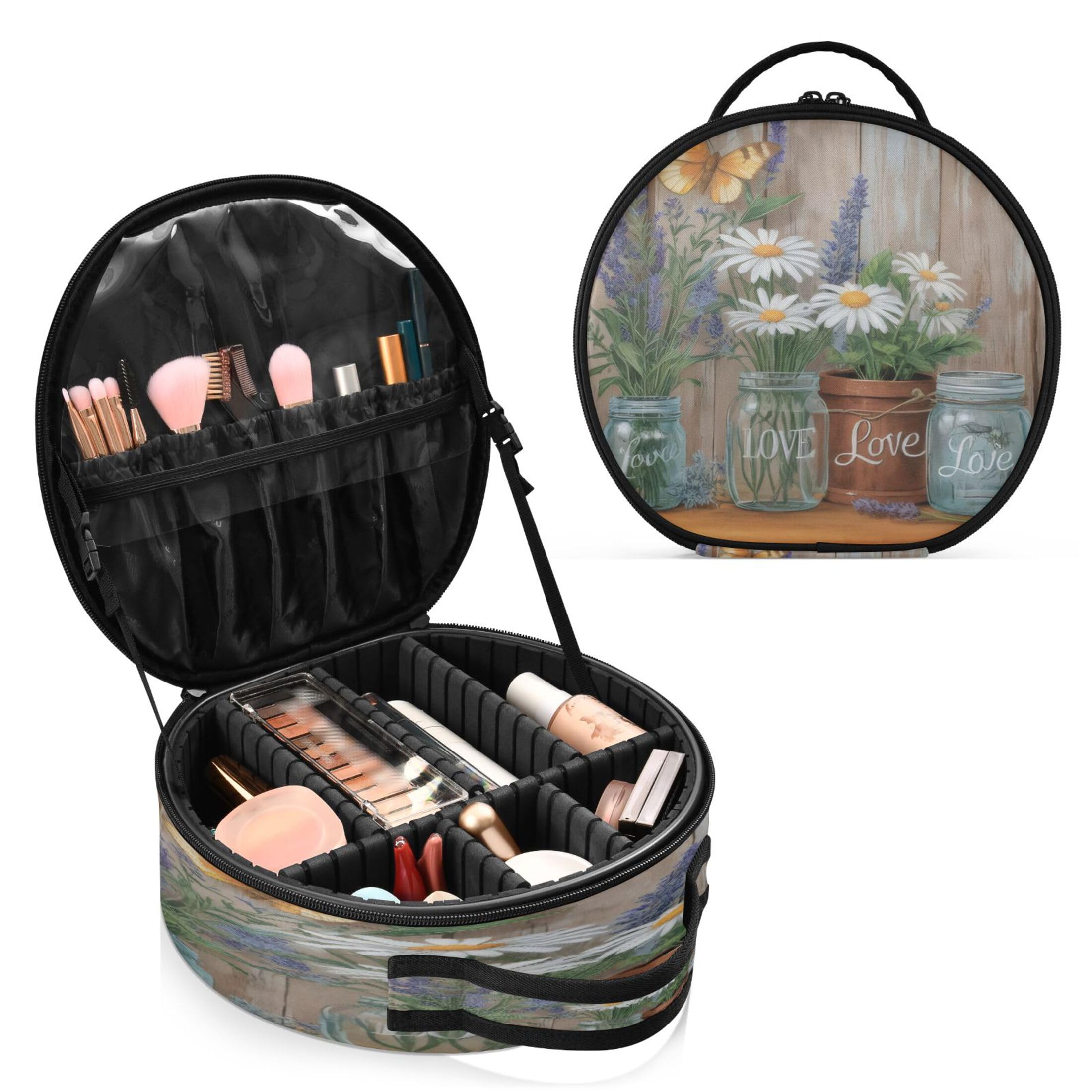 Takiito Home Plant Travel Makeup Case Portable Makeup Box Artist Cosmetic Case Organizer With Adjustable Dividers