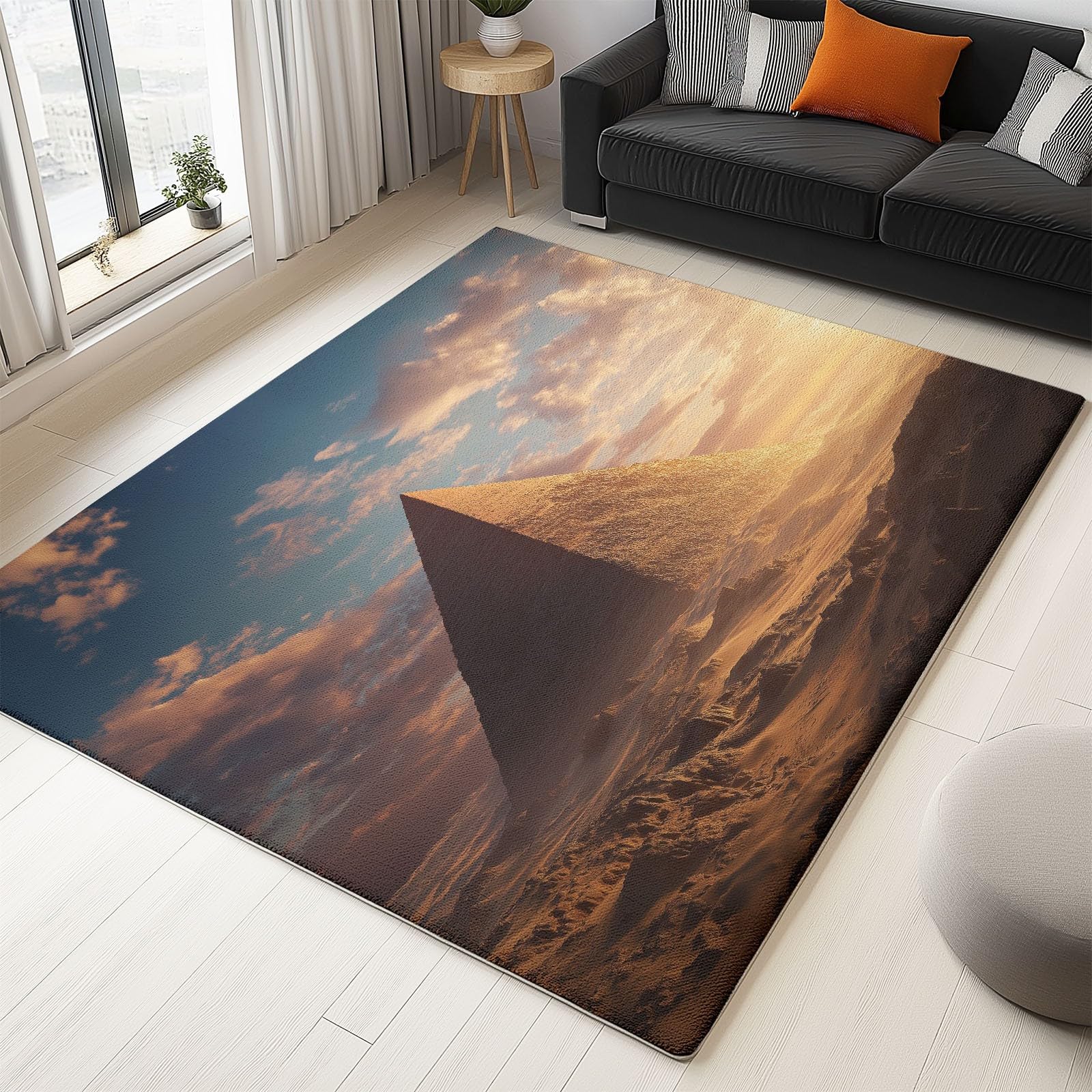 Generico Dywan z krótkim włosiem miękki antypoślizgowy pustynia piramida pył fotografia, duże nadające się do prania dywaniki 120 x 180 cm, do salonu sypialni wystrój domu kuchnia wnętrze na zewnątrz