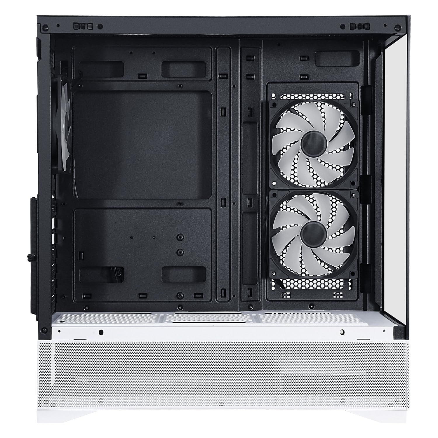 Itek Case Gaming SHOWBUI 37WB – Tower ATX con 3 Ventole ARGB 12 cm, USB-C, 2x USB 3.0 e Pannelli Laterale & Frontale in Vetro Temp - Ed. Bianca e Nera