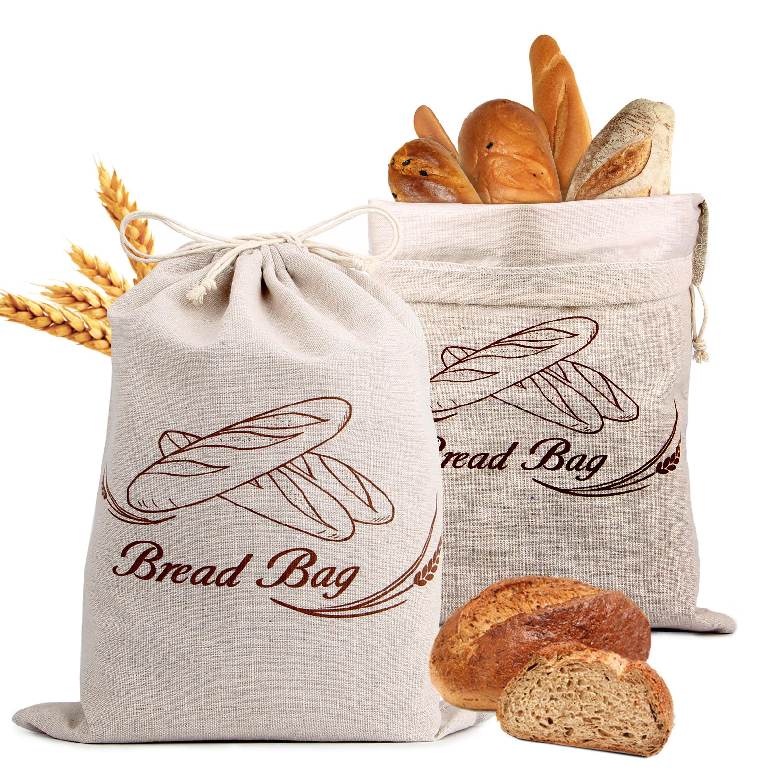 Sacchetti Per Pane In Lino Con Fodera 2 Pezzi - Mantengono Il Pane Fresco Più A Lungo - Foto 13