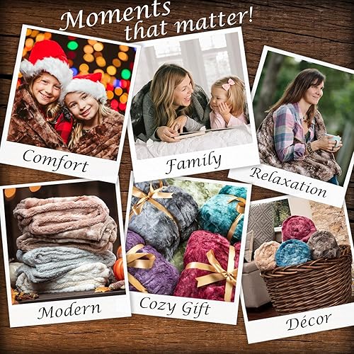 Miniatura 5 de Chanasya - Manta de piel sintética de piel sintética acogedora y mullida con estampado de variaciones de color Manta de tiro de microfibra de piel