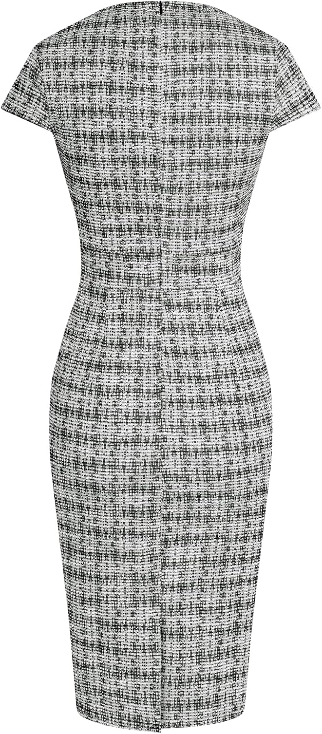 GRACE KARIN Women's Gorgeous Pencil Dress Cap Sleeve Tweed Pencil Dress for Work