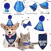 Vista 19 de Weewooday Suministros para fiesta de cumpleaños para perros, cumpleaños de niños y niñas, bandana triangular, bufanda triangular, sombrero