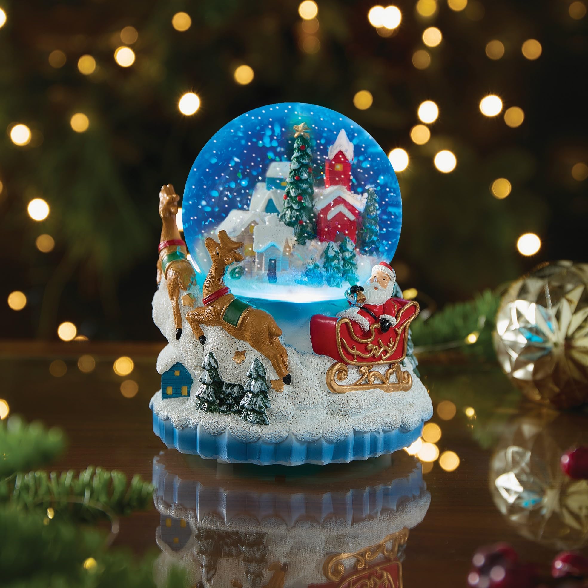 Eldo Led Musical Glass Snow Globe With Hand Painted Rotating Scene & 8 Carols   16 X 12.8Cm Battery Powered from B&Q
