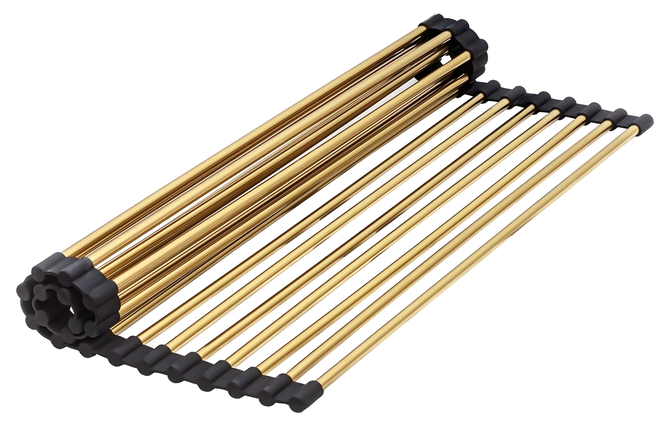 D Abtropfgestell für die Spüle, 45 x 27,9 cm, aufrollbares Abtropfgestell für Küche, rollbares Abtropfgestell, rutschfest, faltbar, Mehrzweck-Geschirrkorb für Küchentheke