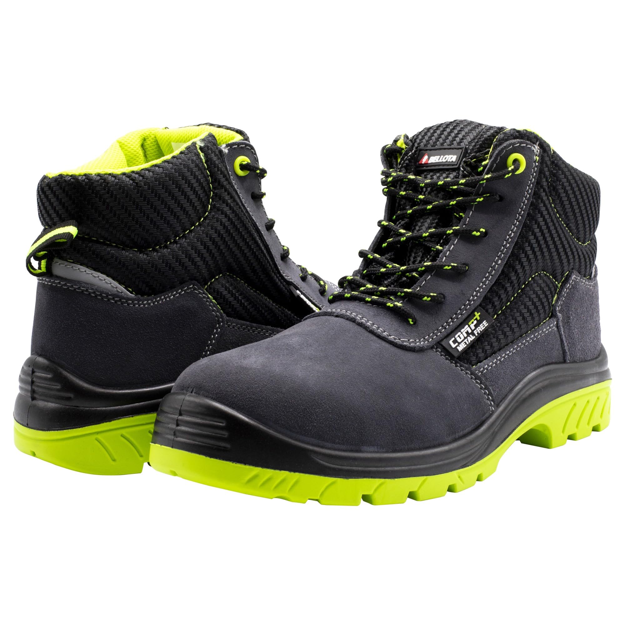 Bellota 72309S1P Bota de Seguridad Piel Serraje Transpirable Resistente Golpes Rozaduras Negro Verde