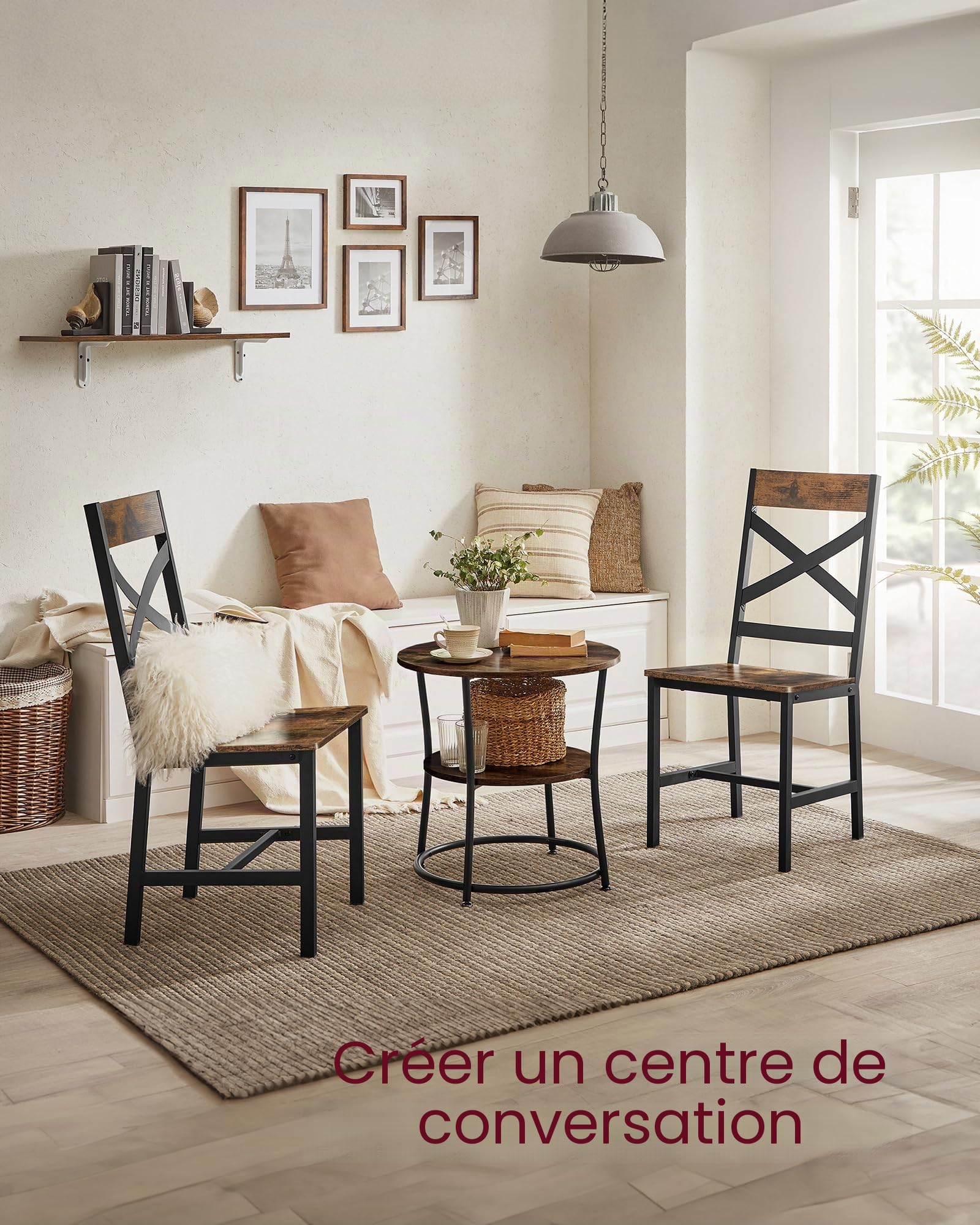VASAGLE Chaises de Salle à Manger, Lot de 2, avec Dossier en X