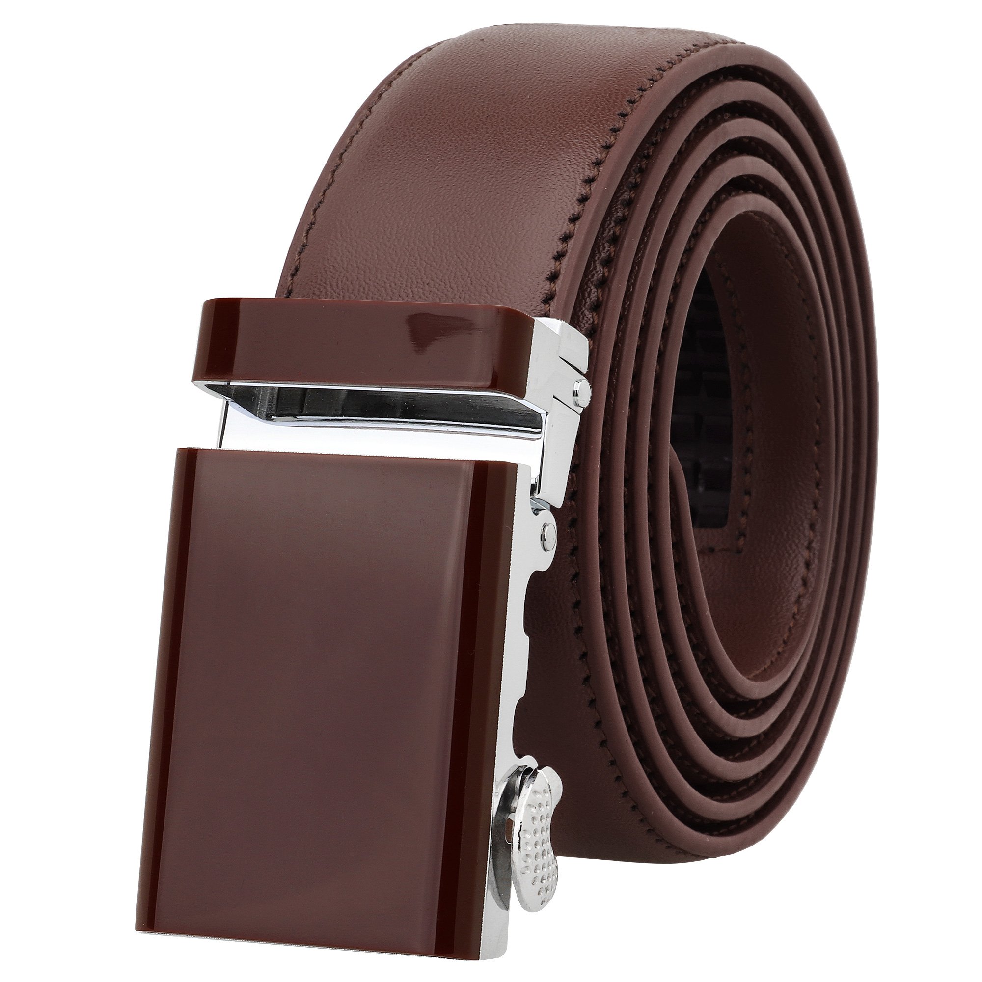 FalariMen Unisex Genuine Leather Ratchet Dress Belt Automatic Sliding Buckle - 20 Variety Colors - Trim to Fit