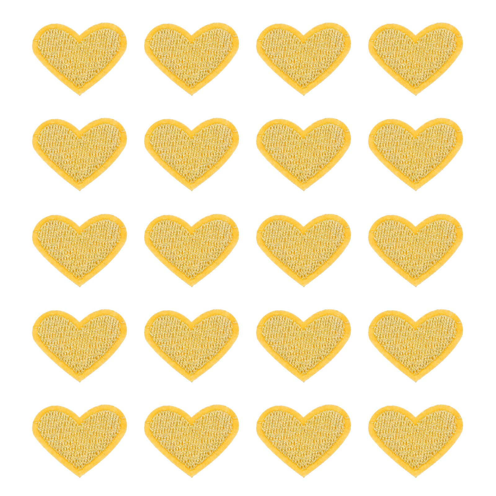 PATIKIL Herz Patch, 20 Stück Aufnäh-Herzstickerei-Applikationen zur Verzierung von Kleidung, Jacken, Hüten, Rucksäcken, zur Reparatur, Gelb, 1