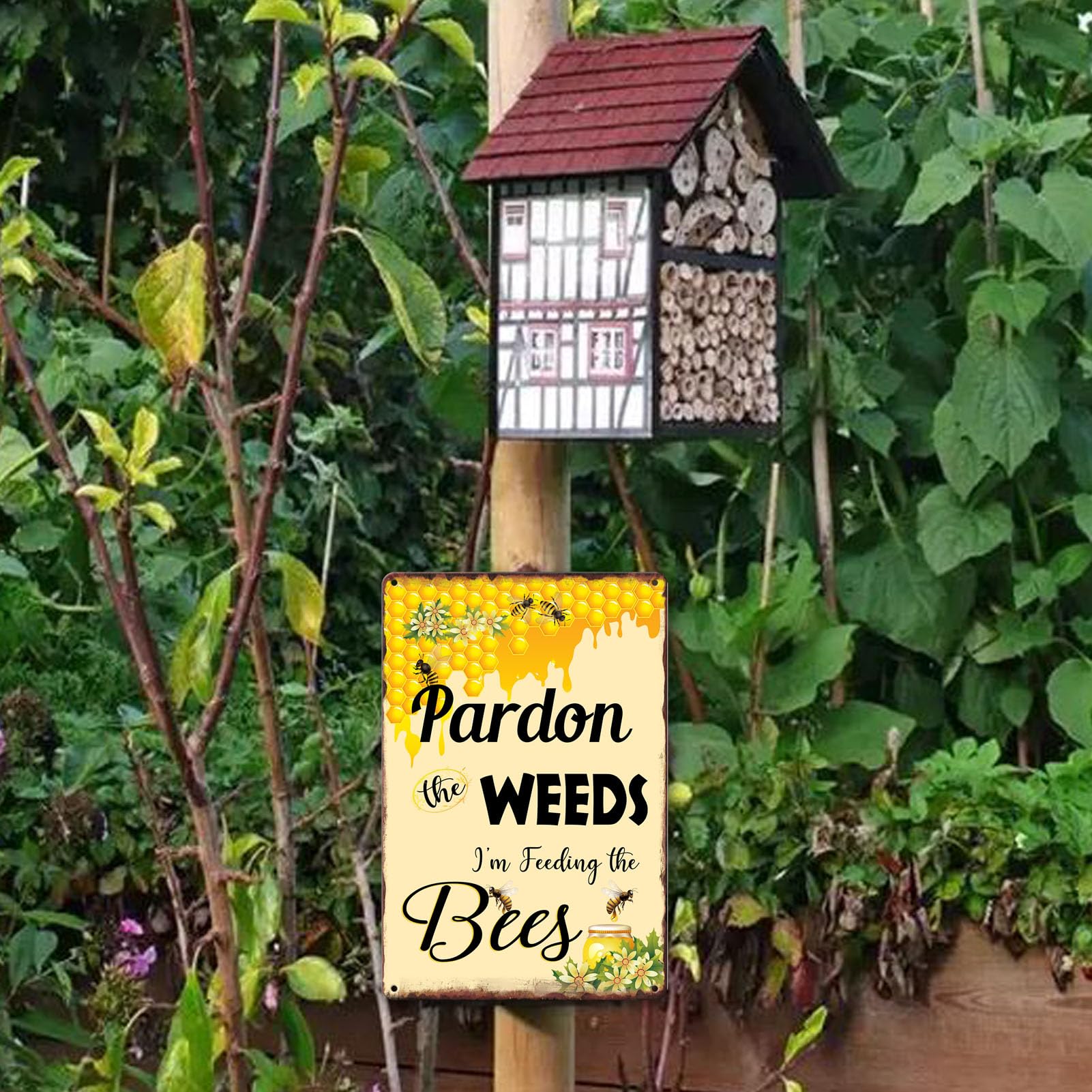 Plaque en métal vintage avec inscription « A Girl Who Really Loved Bees