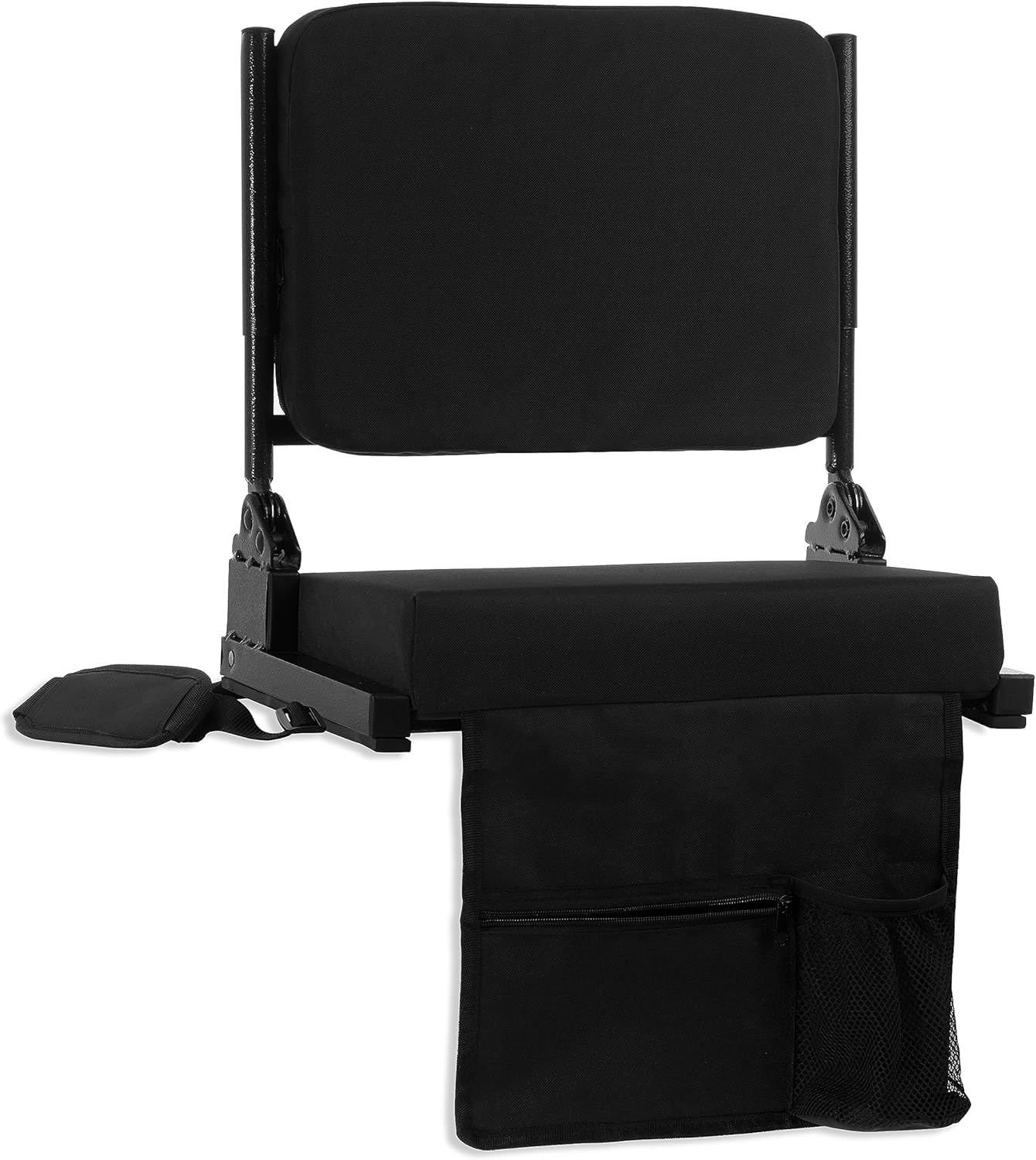 Stadium Seat with Back Support and Cushion High Back Bleacher Chair with Back and Cushion Bleacher Seat Extended Back with Shoulder Strap and Cup Holder Black High Back with Reclining