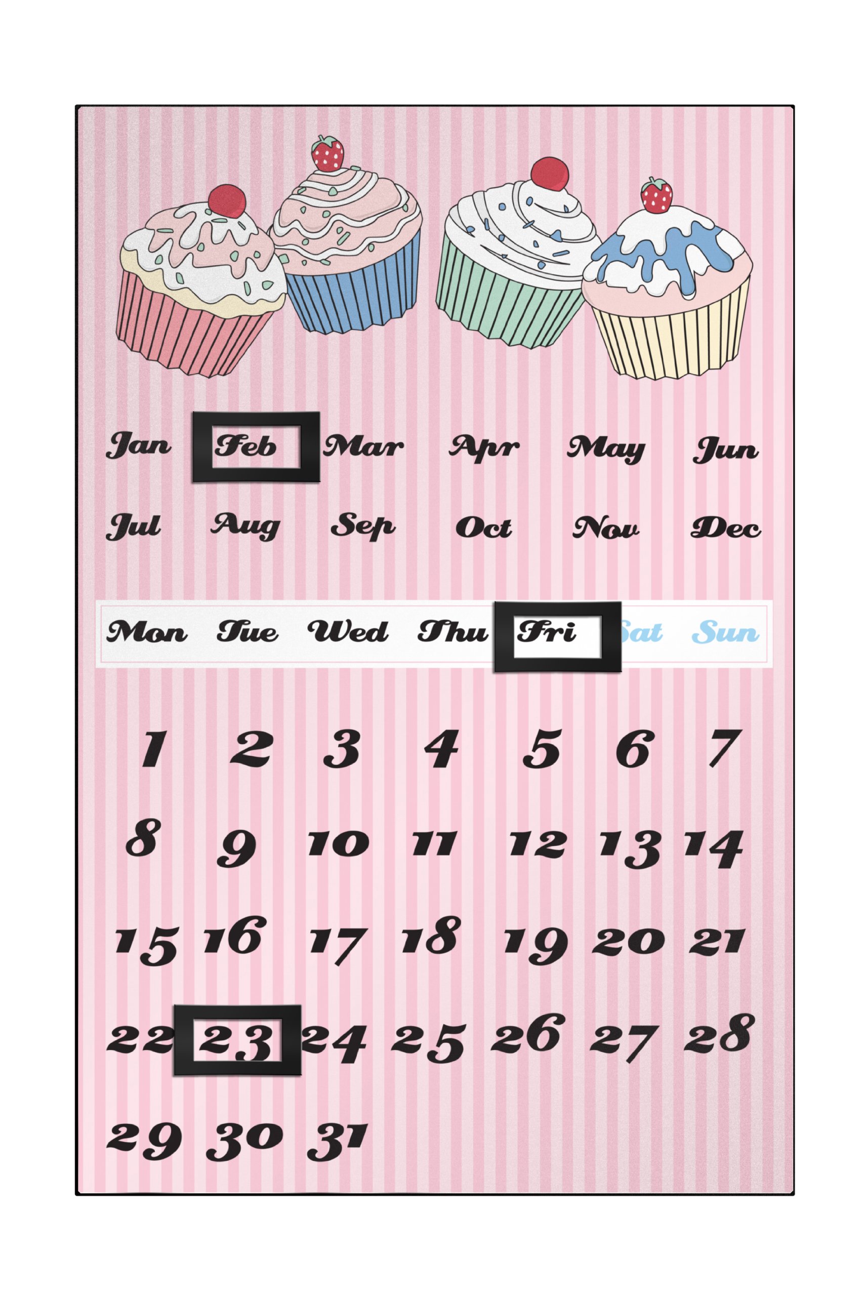 Premier Housewares Cupcake Magnetic Calendar - Pink