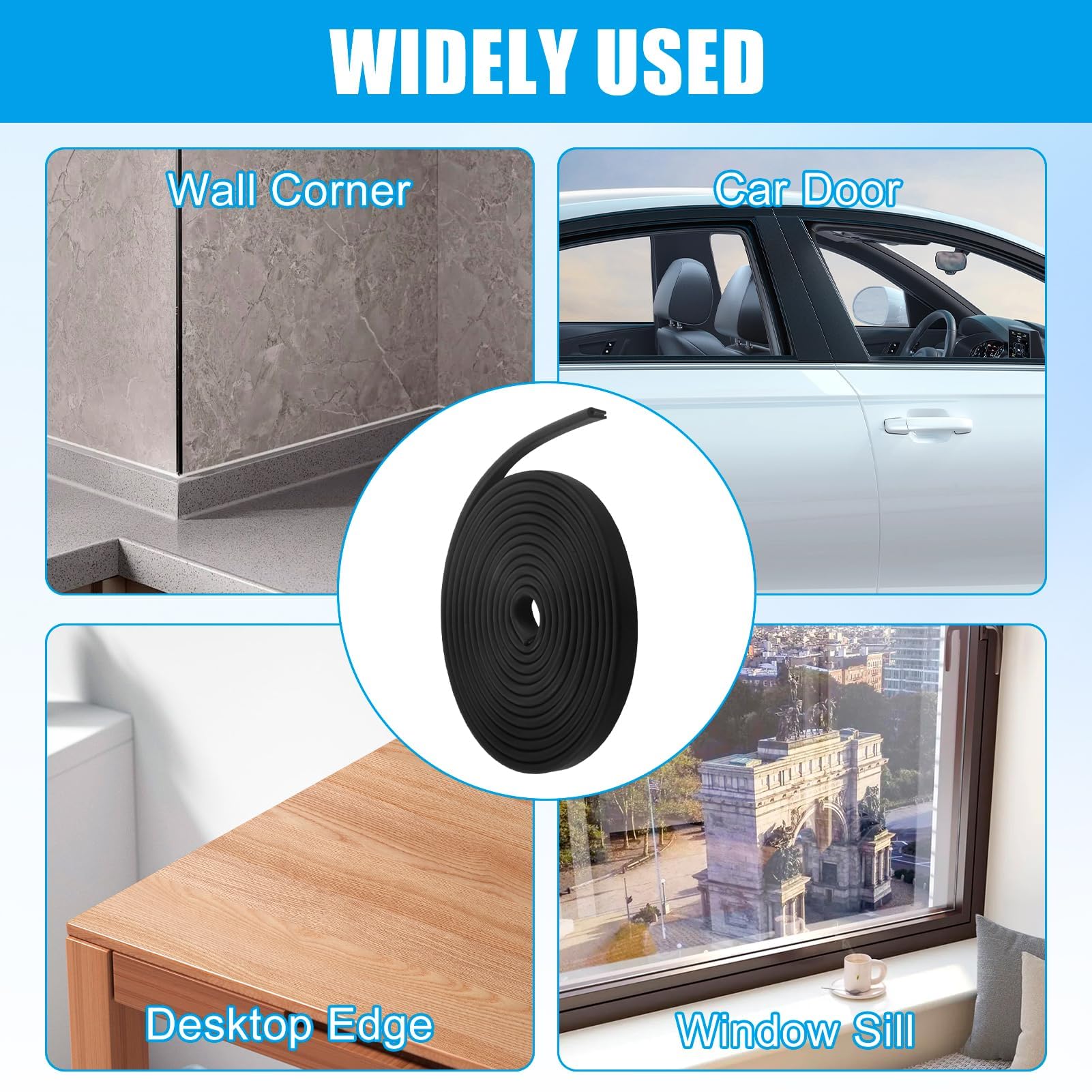 Profilo Protezione Bordi In EPDM - Guarnizione Gomma Per Porte Auto, Tavoli, Nero - Foto 2