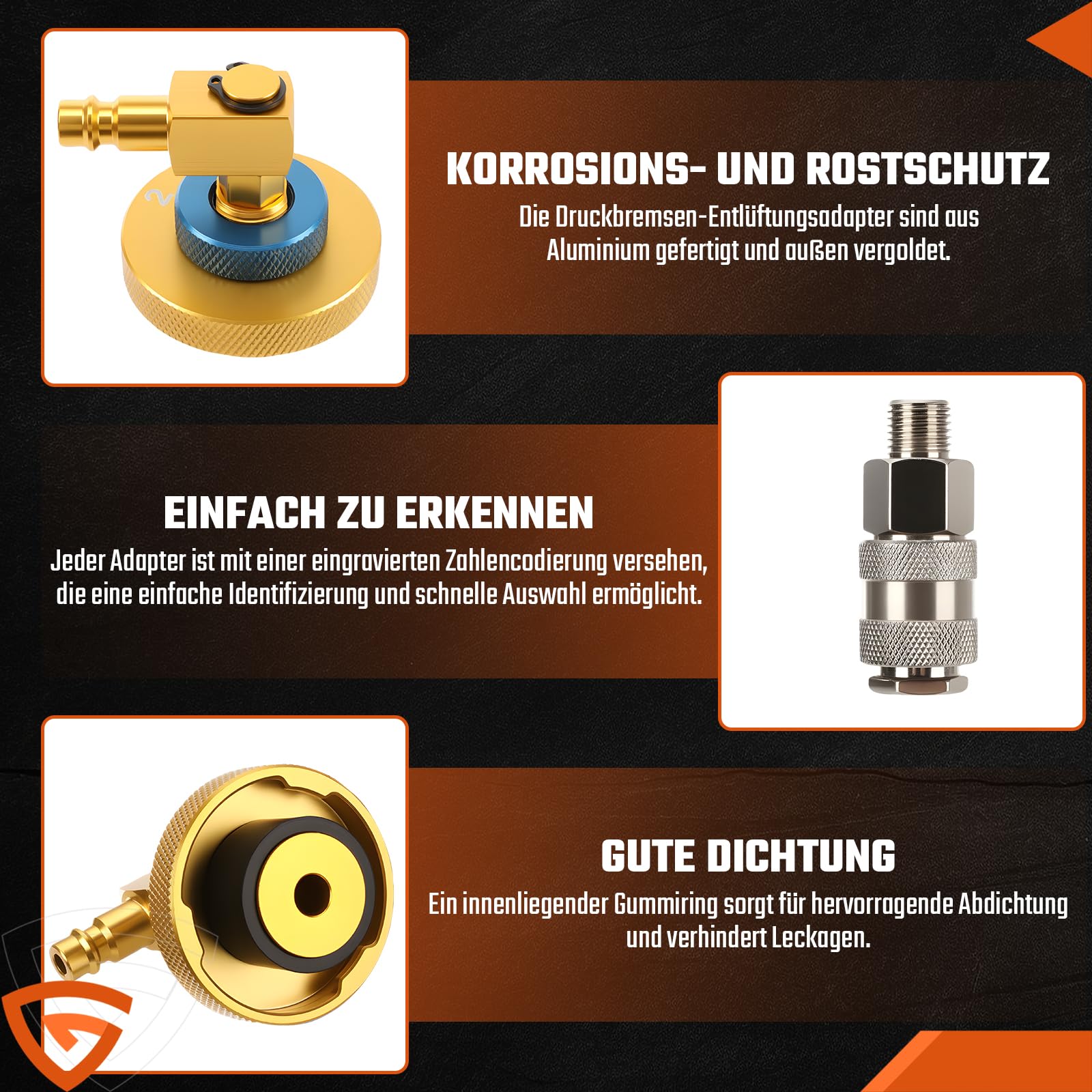 GEARMONSTER 17-częściowy zestaw adapterów do odpowietrzania hamulców, urządzenie do odpowietrzania hamulców samochodowych adapter do odpowietrzania hamulców z szybkim adapterem, odpowiedni do