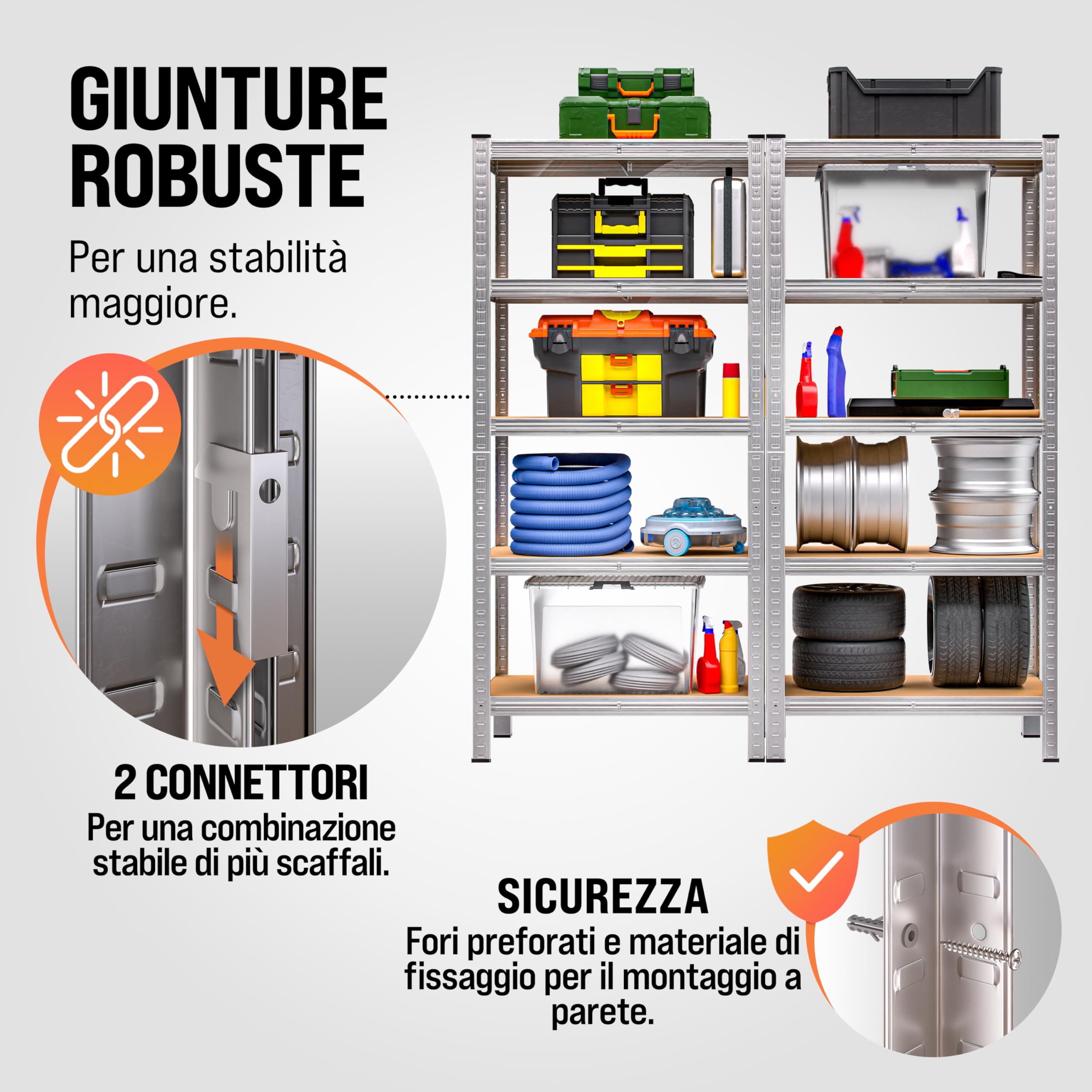 Monzana® 2x Scaffali in Metallo Garage 180x90x40cm Portata Totale 1750kg 10 Pannelli MDF Scaffalatura Metallo Scaffali Alta Portata Scaffale Cantina