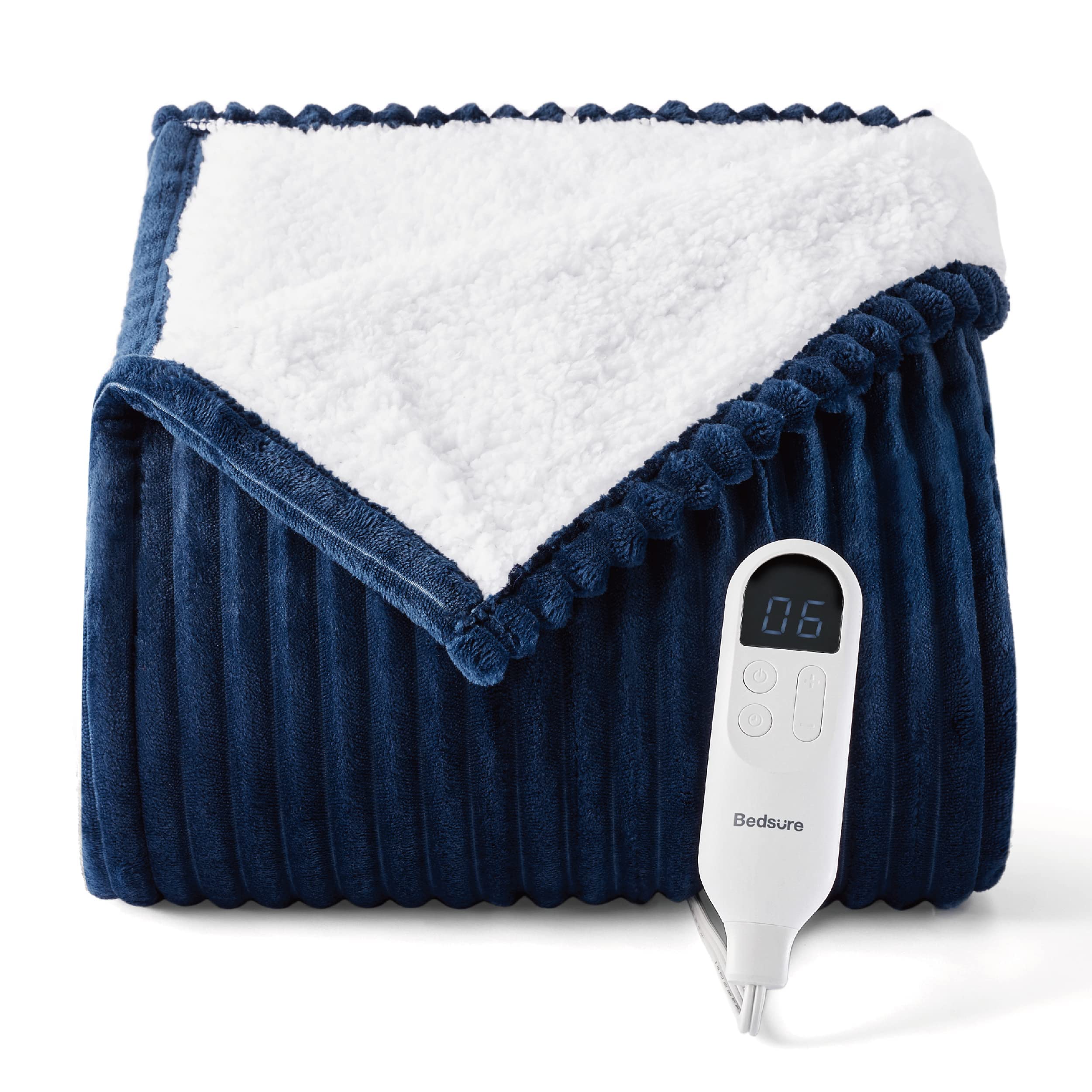 Bedsure Electric Heated Throw Blanket - Stripe Flannel Electric Overblanket  for Sofa Bed Office Use, 6 Heat Levelsu002610 Time Settings, Machine Washable,  Blue, Single(130x160cm) : Amazon.co.uk: Health u0026 Personal Care