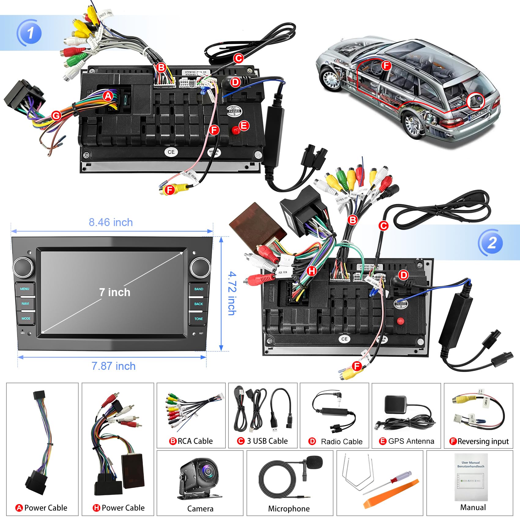 5G WiFi Upgrade Autoradio für Opel Astra Meriva Corsa Antara Vectra Combo Zafira, Touchscreen Opel Radio mit Wireless Carplay Android Auto Sprachsteuerung Bluetooth GPS FM DSP
