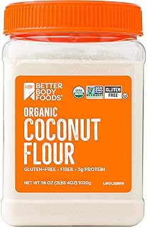 BetterBody Foods Organic Coconut Flour 2.25 Pound Jar, Naturally Gluten-Free White Flour Alternative with a Slight Coconut...