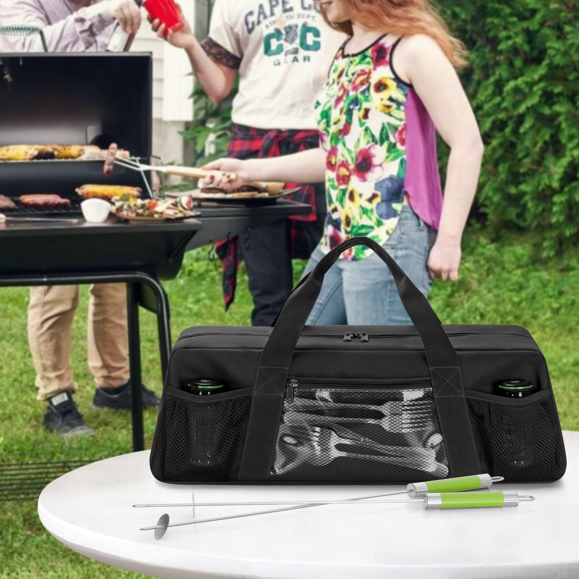 HODRANT Custodia per Utensili da Barbecue per Esterni, Solo Borsa | Grande Organizer per Accessori da Barbecue con Tasche Multiple per Utensili Fino a 20 Pollici