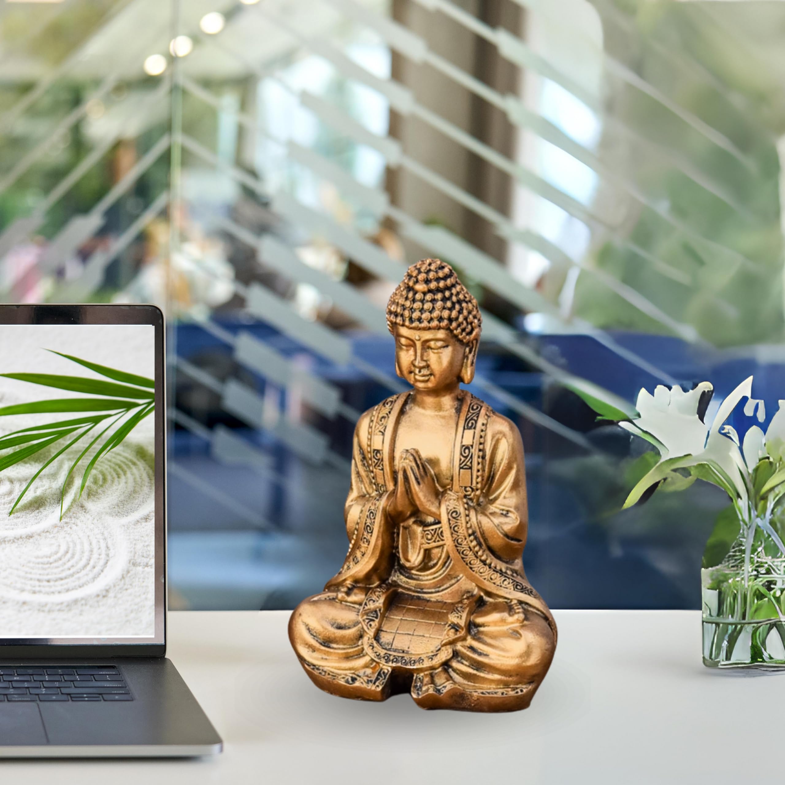 Statue Bouddha Or Méditation – Statuette Décoration Zen et Feng Shui – Apporte de la Spiritualité à Votre Intérieur et Une Ambiance Relaxante – Statue Porte-Bonheur – Hauteur: 12cm – Zen’Light
