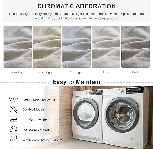 Miniatura 7 de Simple&Opulence - Juego de funda de duvet de 2 piezas, 100% lino con volantes, estilo campestre, vintage y elegante, incluye 1 funda de duvet y 1