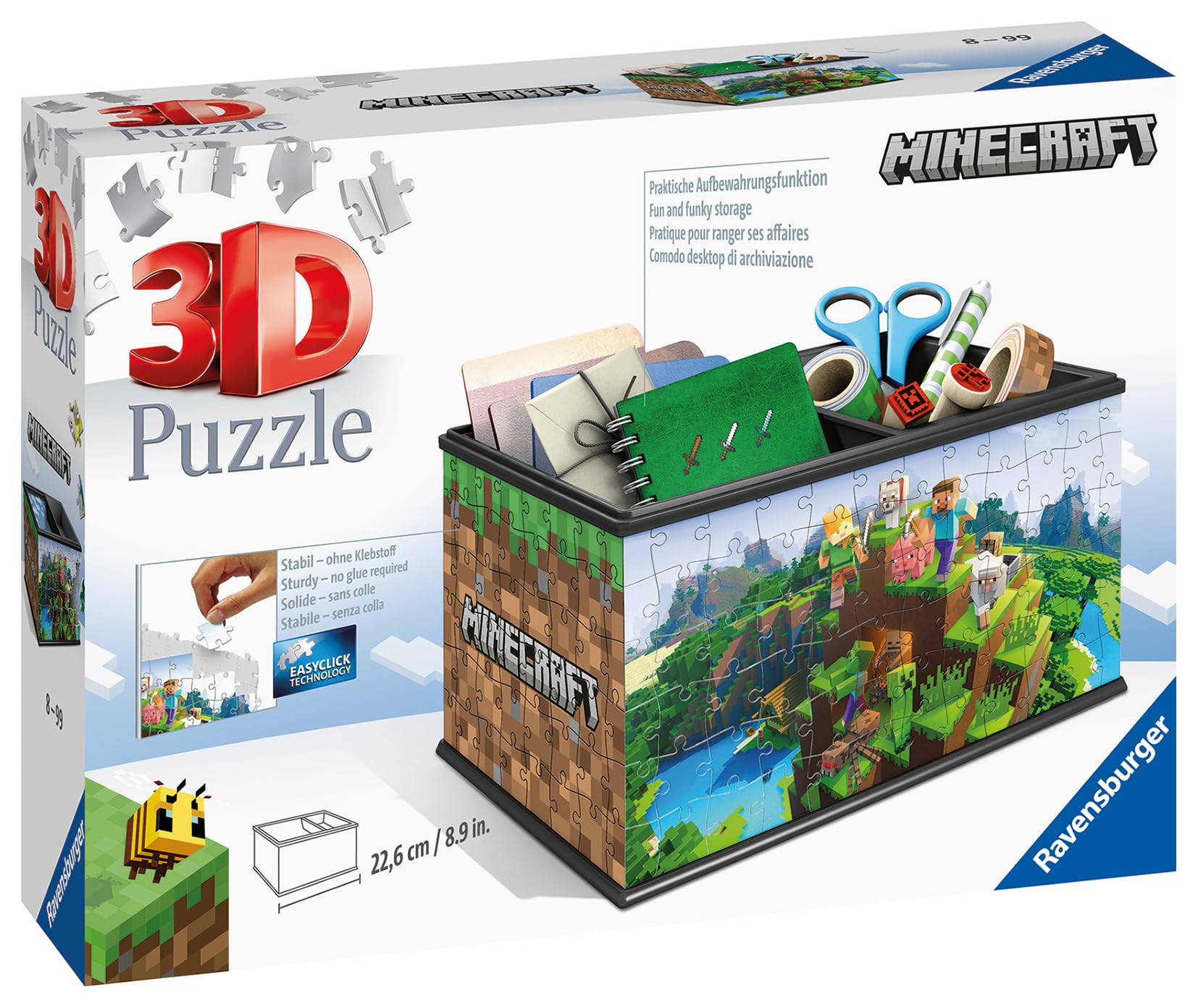 Ravensburger - Puzzle 3D Boite de Rangement - Pot à Crayons - Minecraft - A partir de 8 Ans - 216 pièces numérotées à Assembler sans Colle - Accessoires de Finition Inclus - 11286