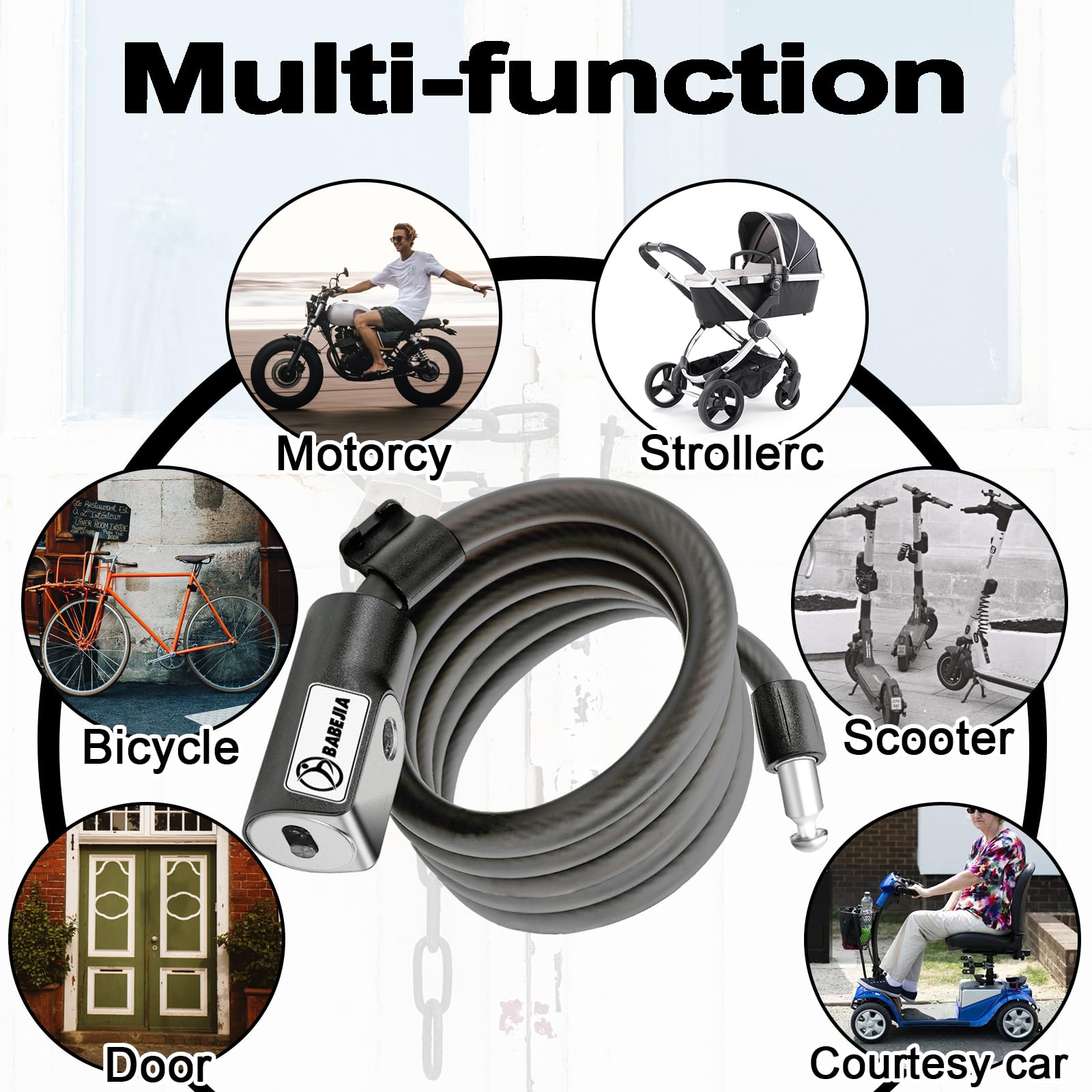 Lucchetto Monopattino Elettrico, Lucchetto Bici con 2 Chiave e Staffa, 120cm/12mm Lucchetto per Monopattino/Bicicletta/Moto