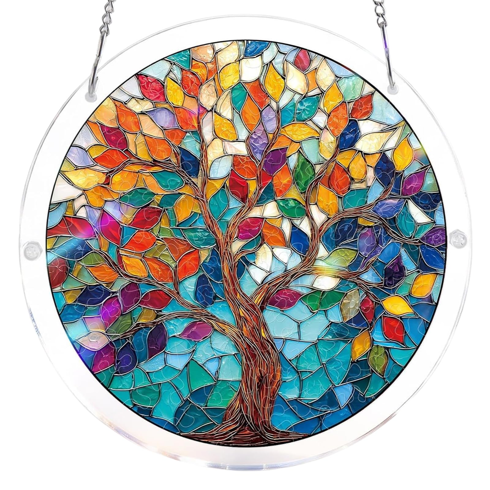 Acrylic Puzzle Suncatcher – 95 Pieces Stained Glass Window Hanging, DIY Sun Catcher Craft Kit for Adults, Colorful Rainbow Décor for Home & Garden