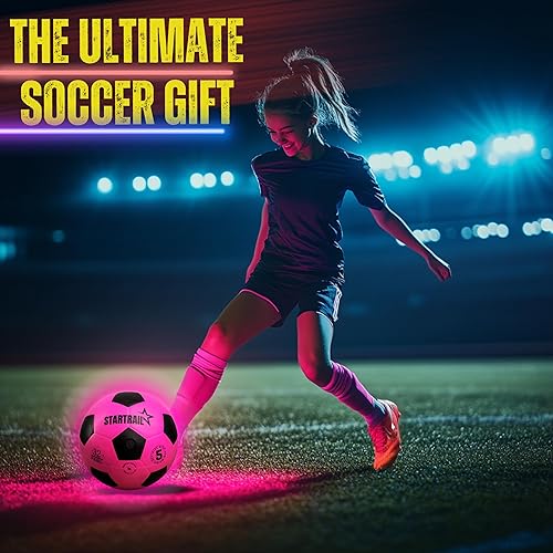 Miniatura 2 de Balón de fútbol que brilla en la oscuridad  Regalo deportivo para niñas de 6 a 15 años  Bola de luz LED con 3 baterías adicionales y bomba  Baterías