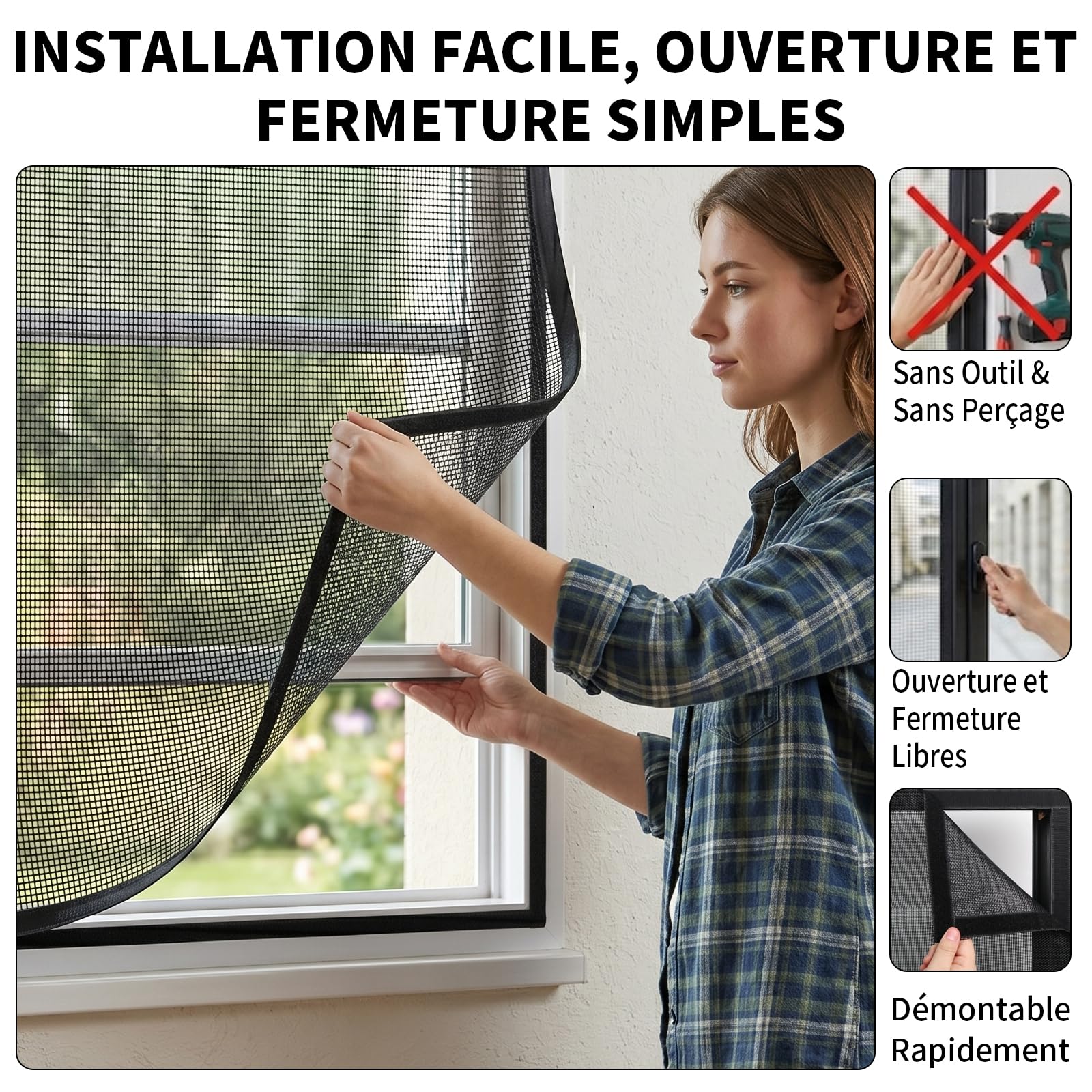 BKSAI Moustiquaire Chat Fenêtre Renforcé Résistant à Griffe Chats, Filet Chat Fenetre Sécurité avec Bande Auto-Adhésive Sans Perçage pour Protection Animaux Domestiques, Anti-Moustique 130*150cm Noir