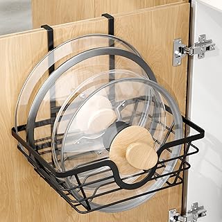 Pot Lid Organizer, Adjustable Kitchen Pot Lid Holder Inside Cabinet, Kit...