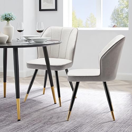 Miniatura 3 de Juego de 2 sillas de comedor, modernas sillas de comedor tapizadas sin brazos para cocina, comedor, escritorio, sillas laterales con patas de metal,