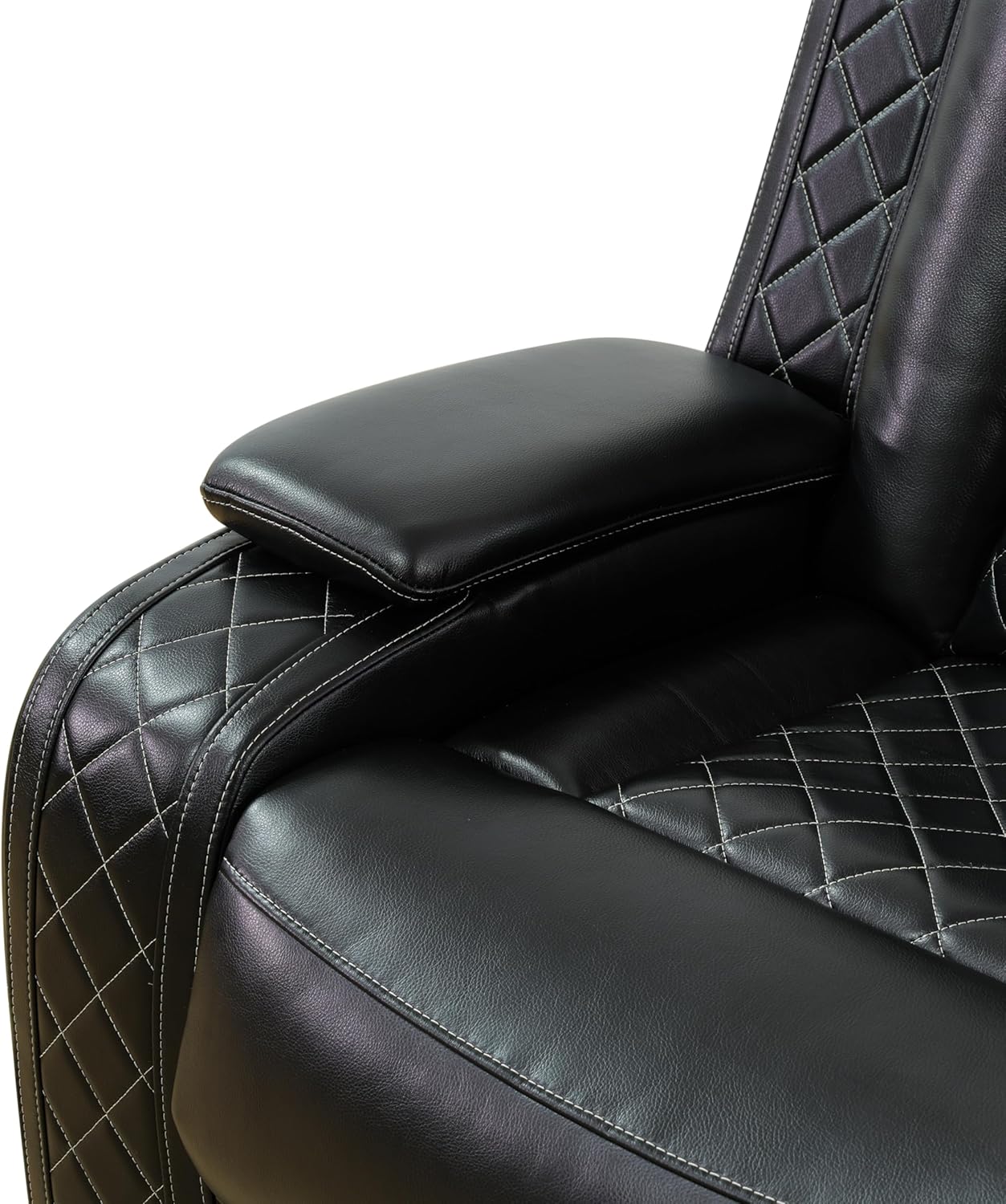 Power Leather Reclining Sofa Chair with LED Light for Adults,Single Recliner with USB Port/Storage,Leather Couch for Living Room Furniture Sets/RV Car/Home Theater/Office(1 Seat,Black)